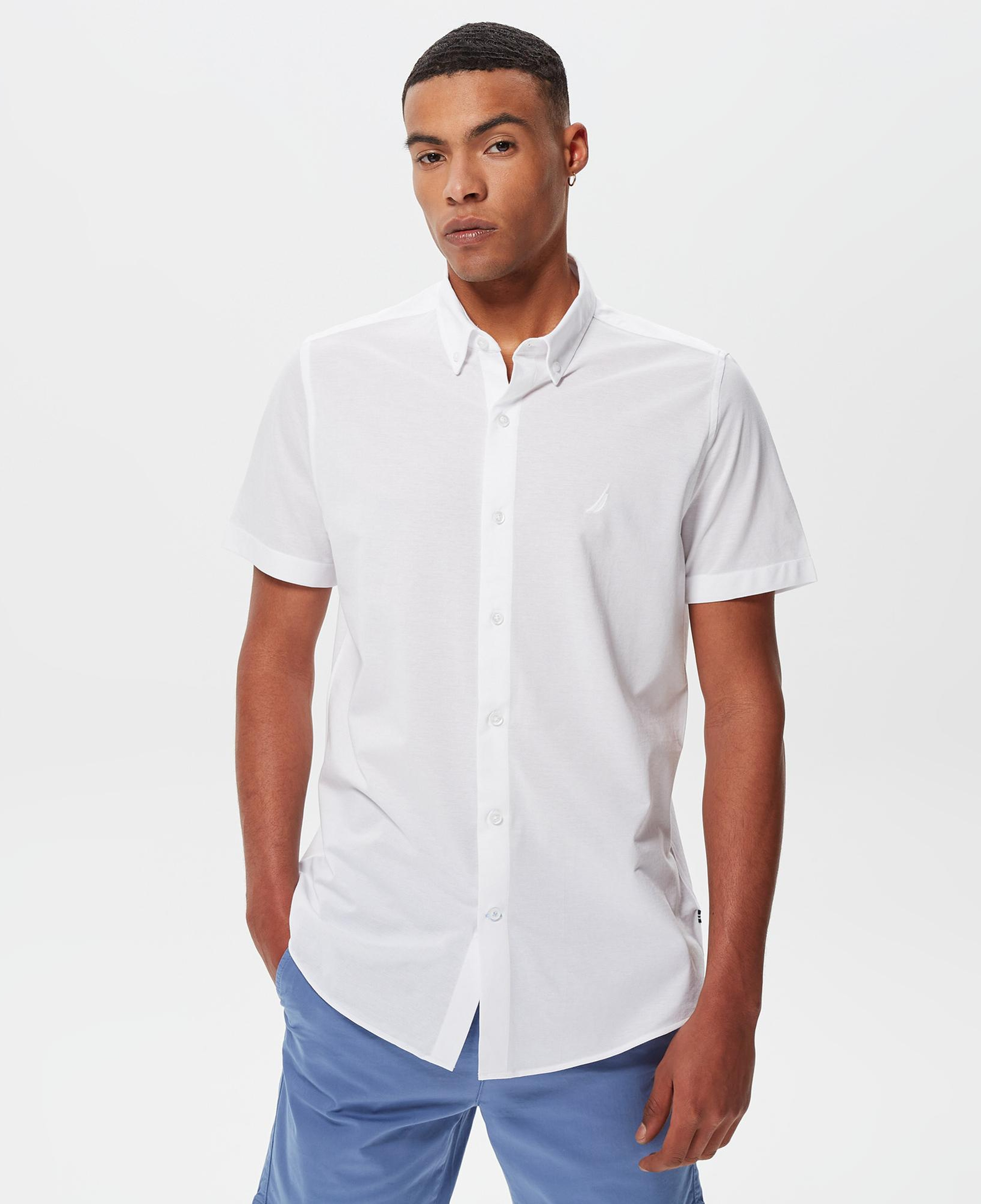Nautica Erkek Beyaz Slim Fit Kısa Kollu Gömlek