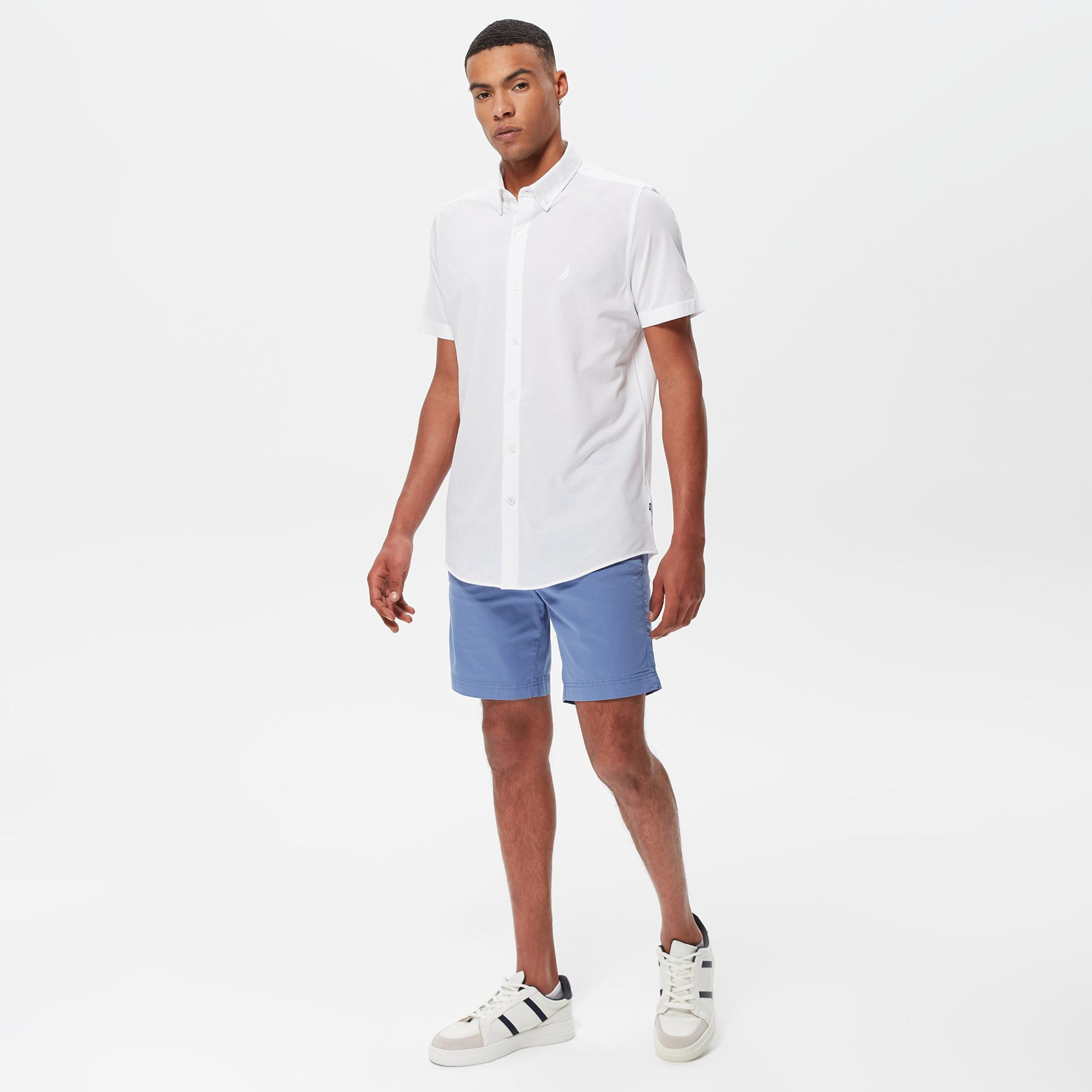 Nautica Erkek Beyaz Slim Fit Kısa Kollu Gömlek