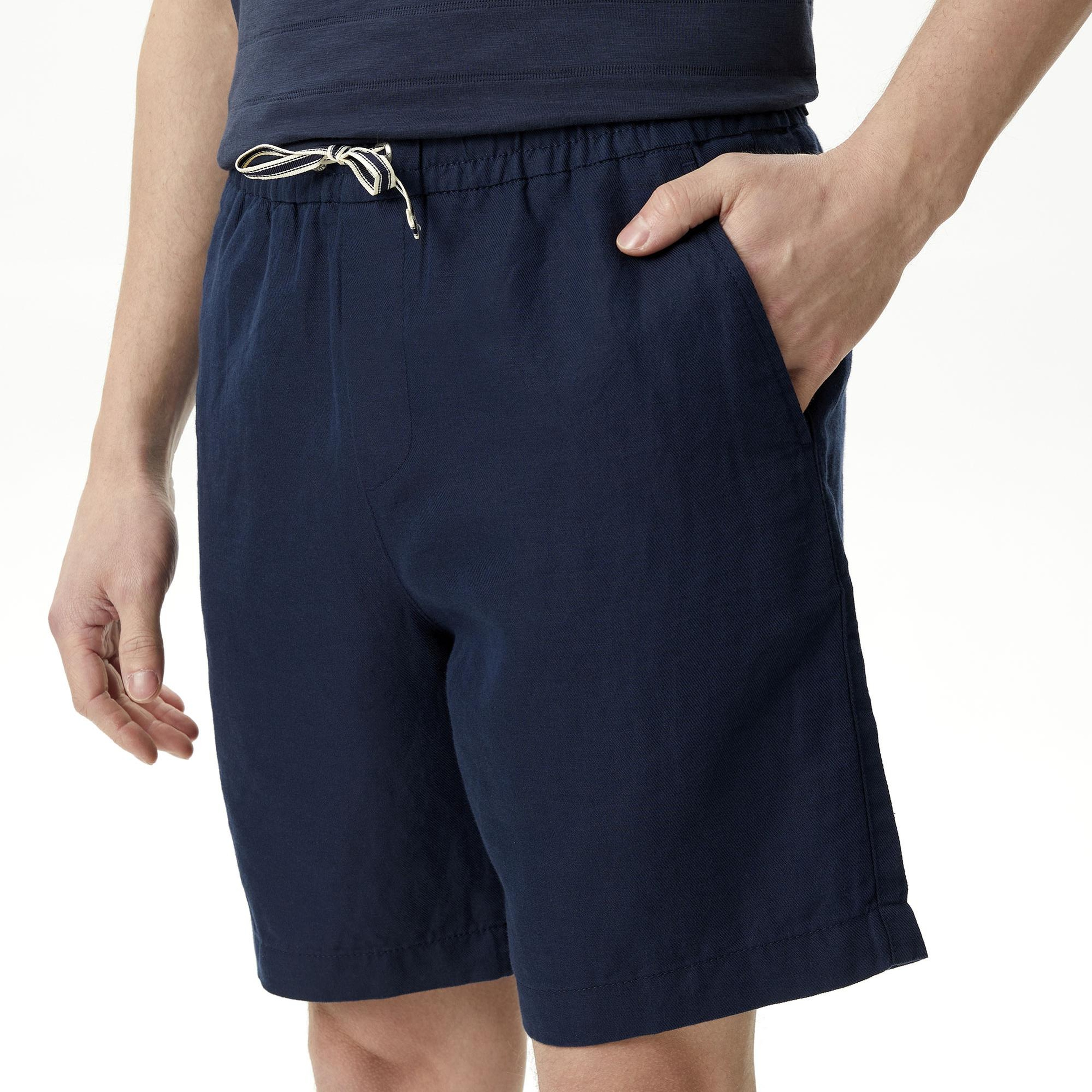 Nautica Erkek Lacivert Classic Fit Keten Bermuda