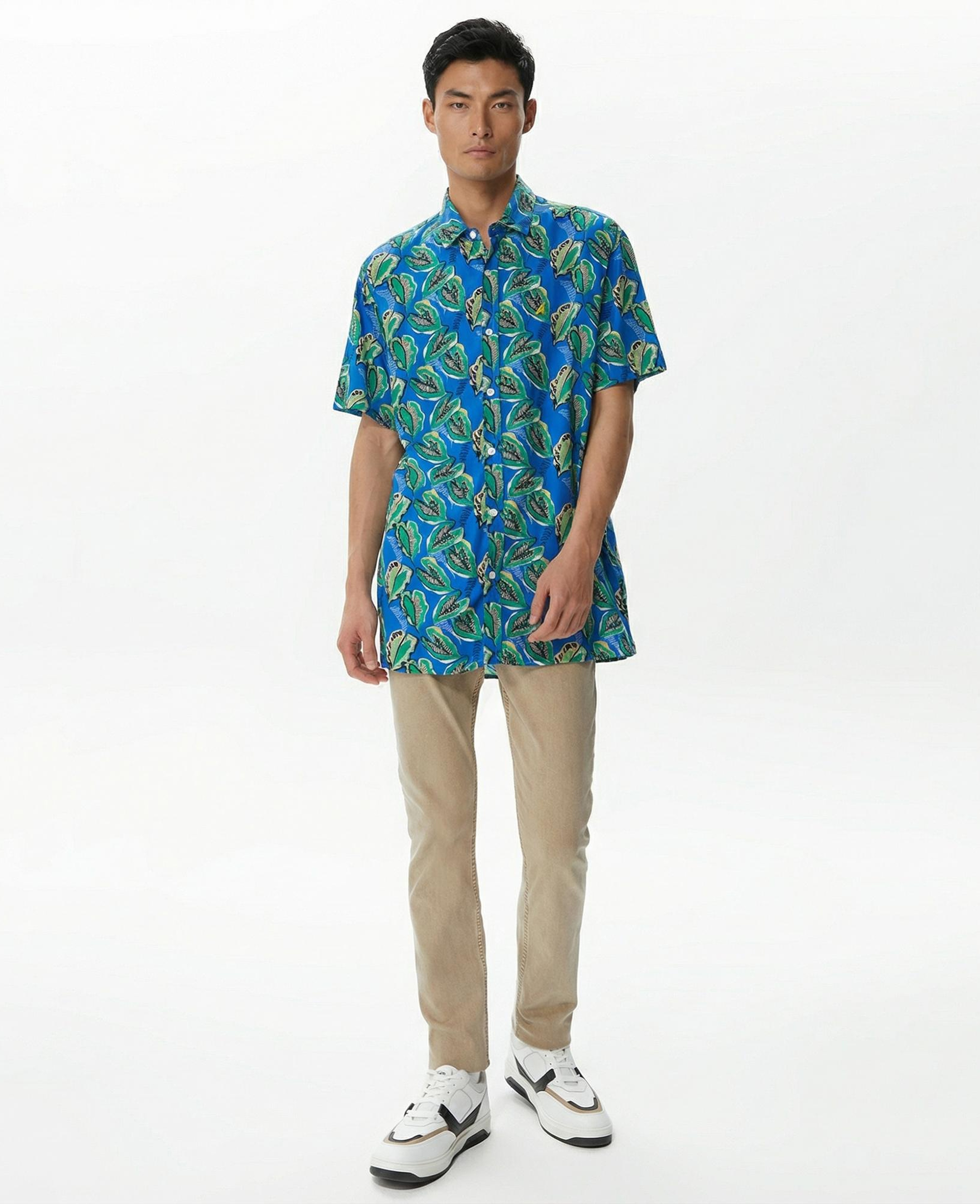 Nautica Erkek Mavi Classic Fit Kısa Kollu Gömlek