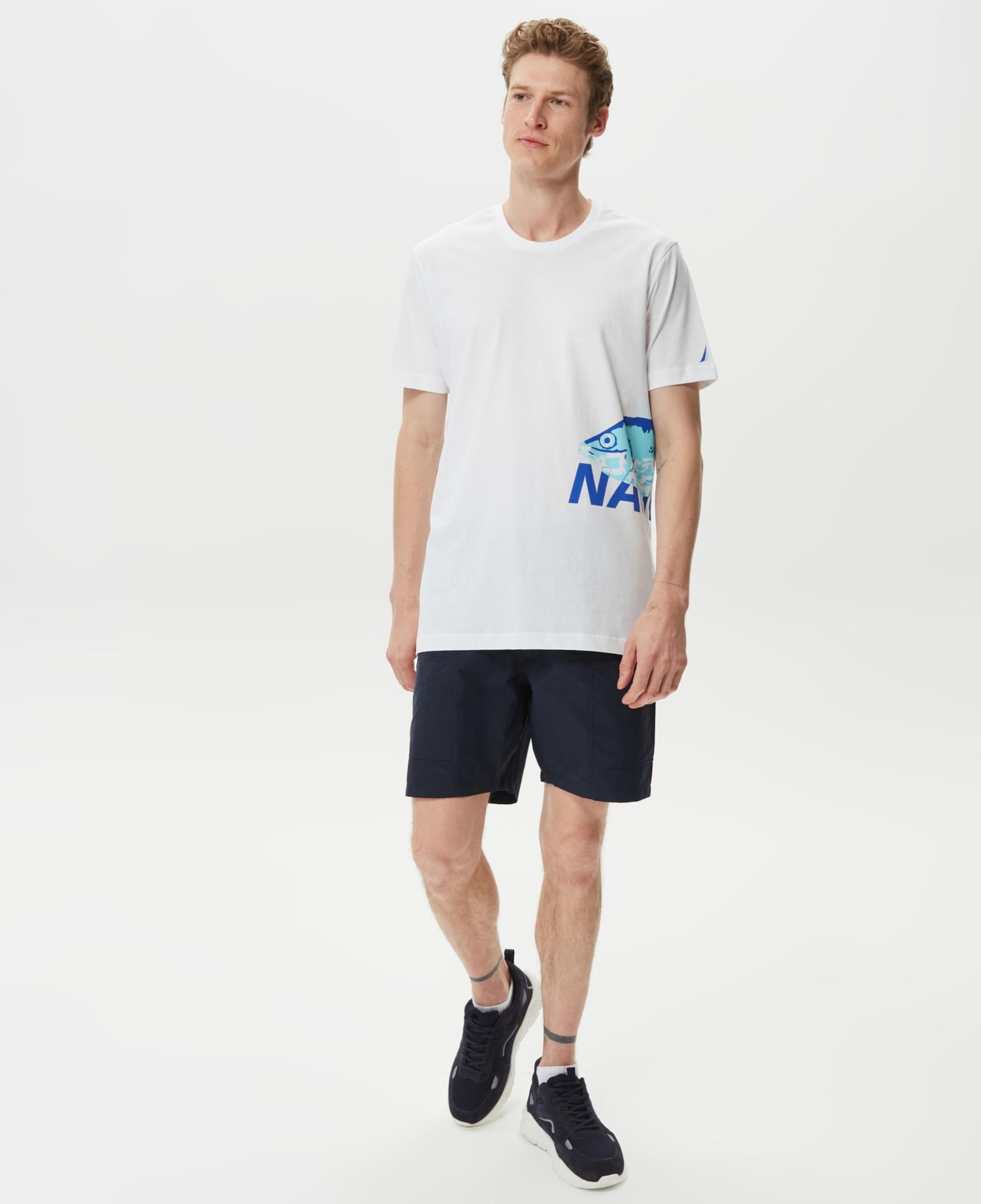 Nautica Erkek Beyaz Baskılı Standart Fit T-Shirt