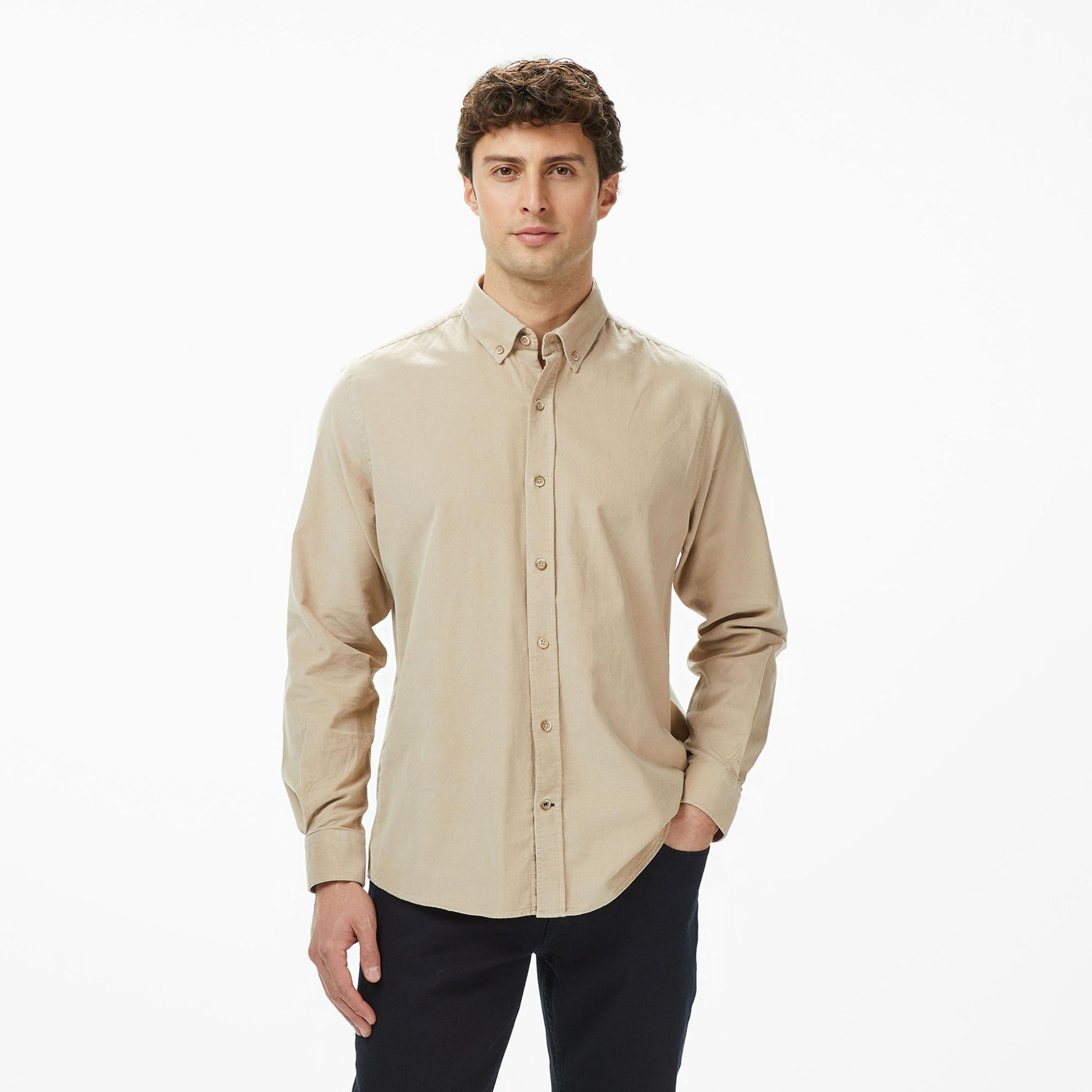 Nautica Erkek Bej Classic Fit Gömlek