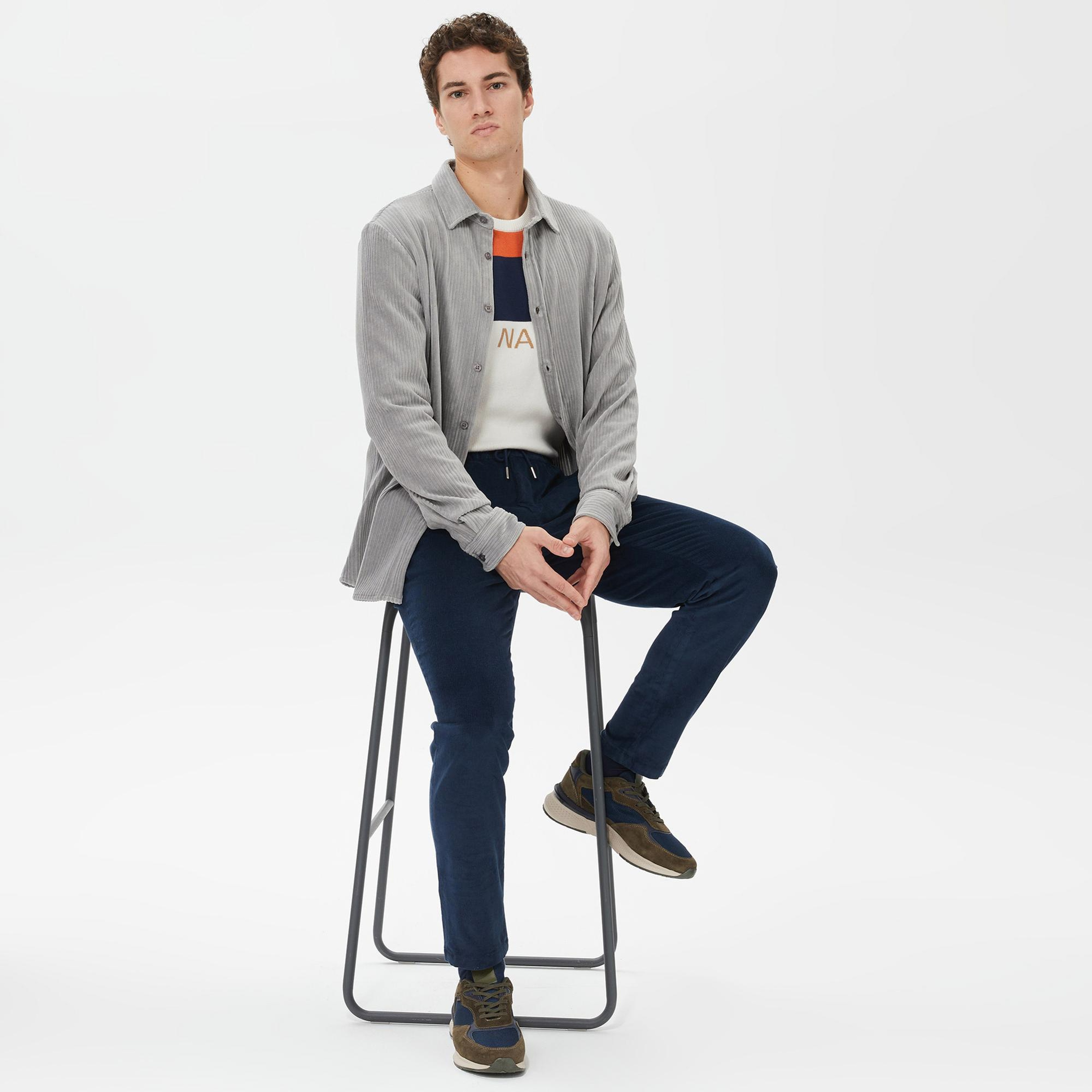 Nautica Erkek Gri Slim Fit Gömlek