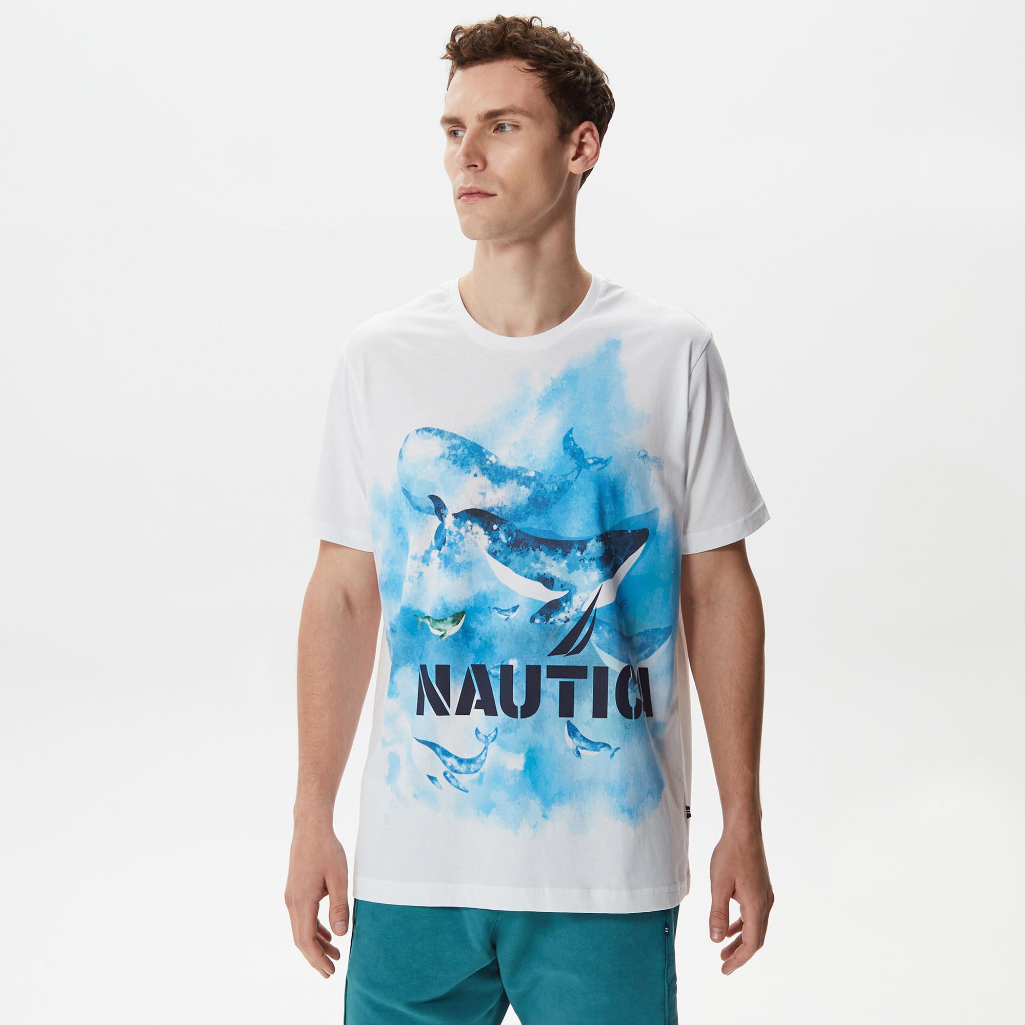 Nautica Erkek Beyaz Baskılı T-Shirt