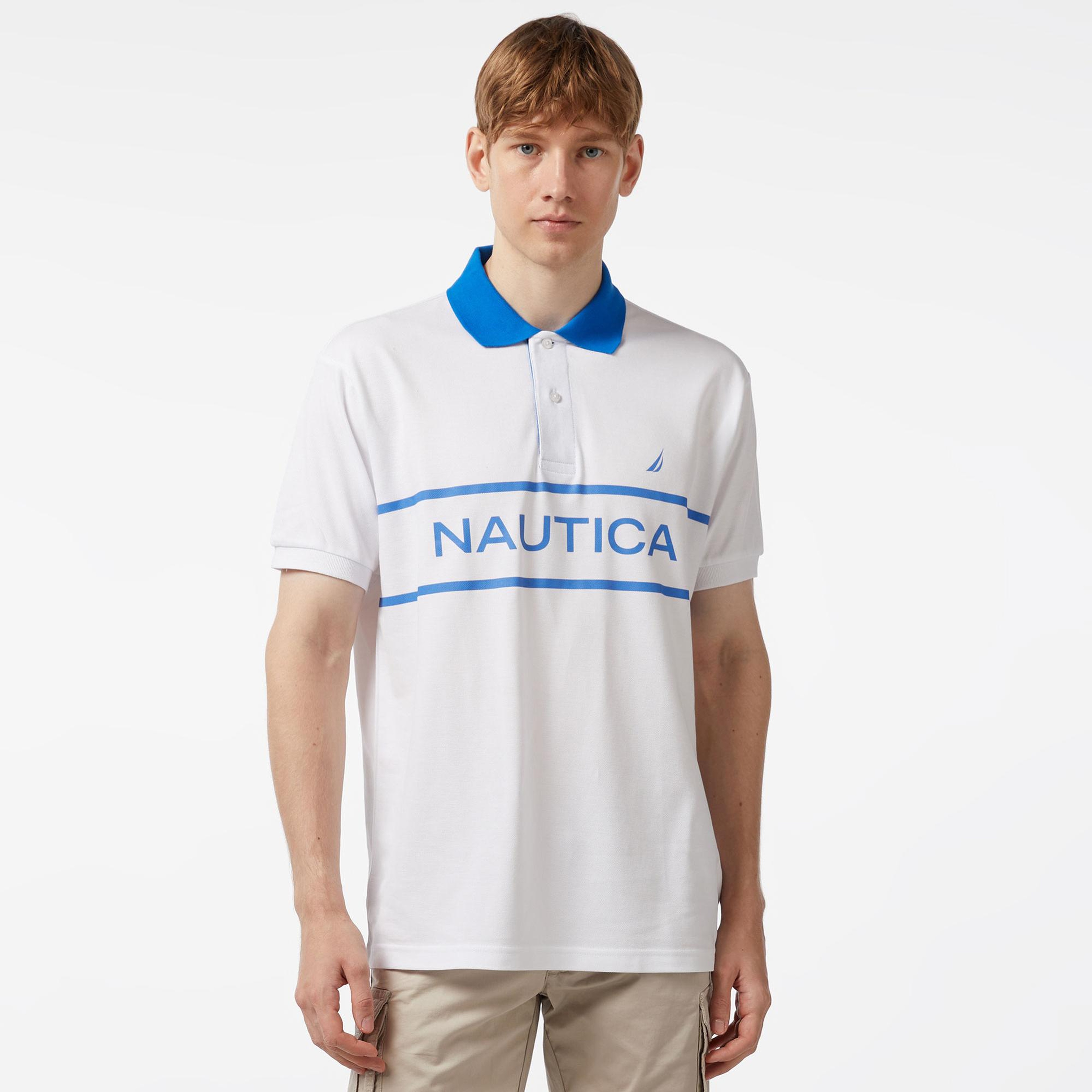 Nautica Erkek Beyaz Classic Fit Kısa Kollu Polo Yaka T-Shirt