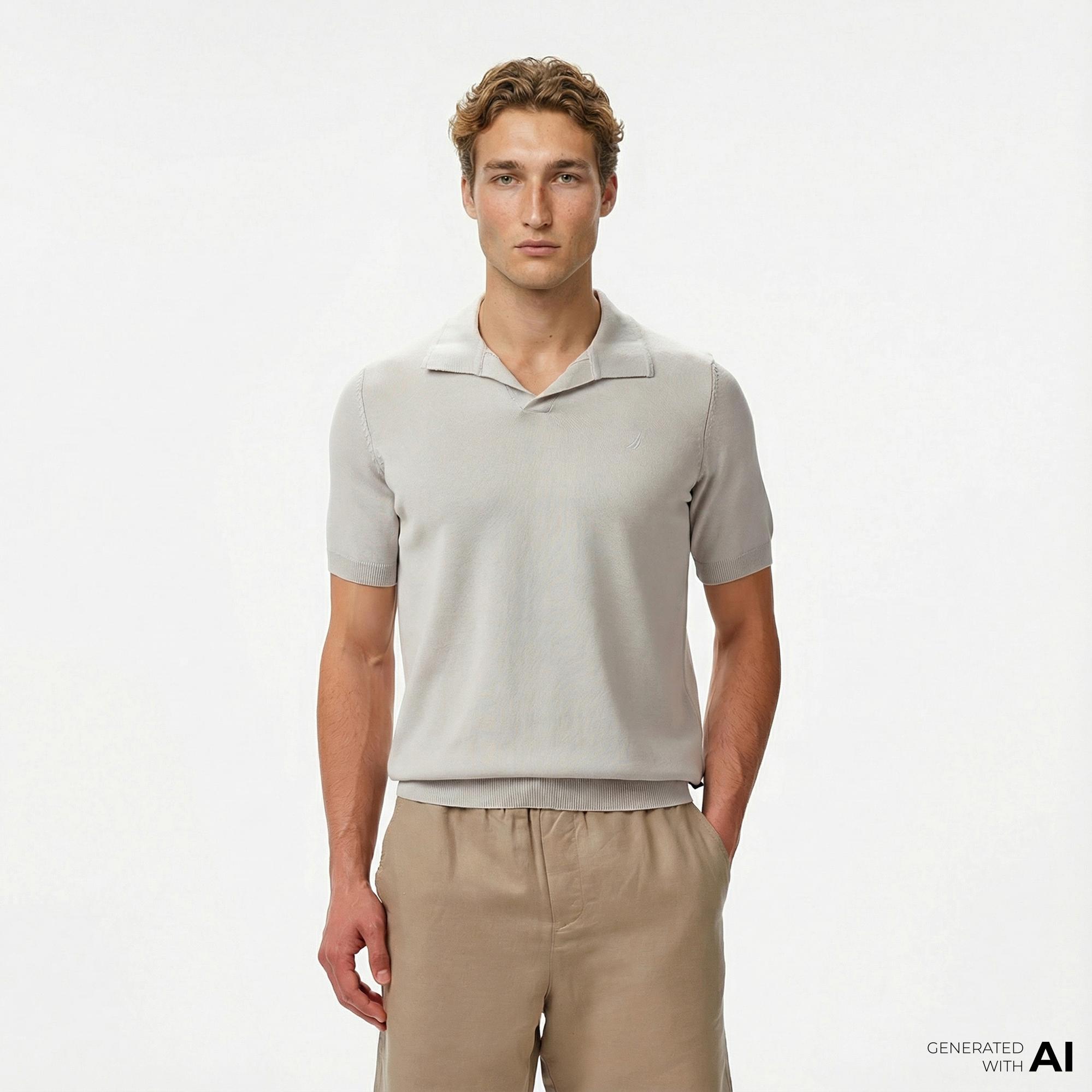 Nautica Erkek Gri Classic Fit Triko