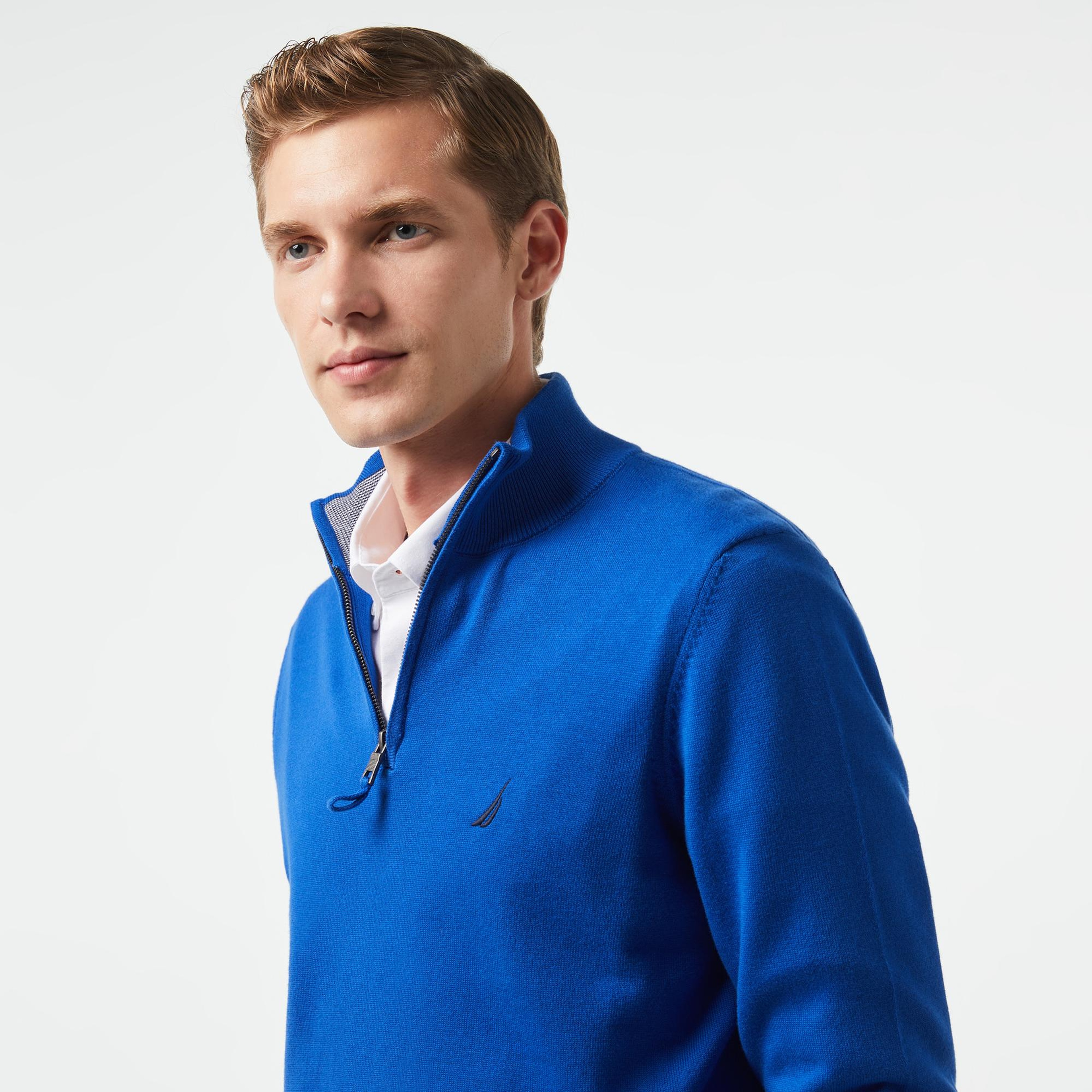 Nautica Erkek Mavi Standart Fit Dik Yakalı Kazak