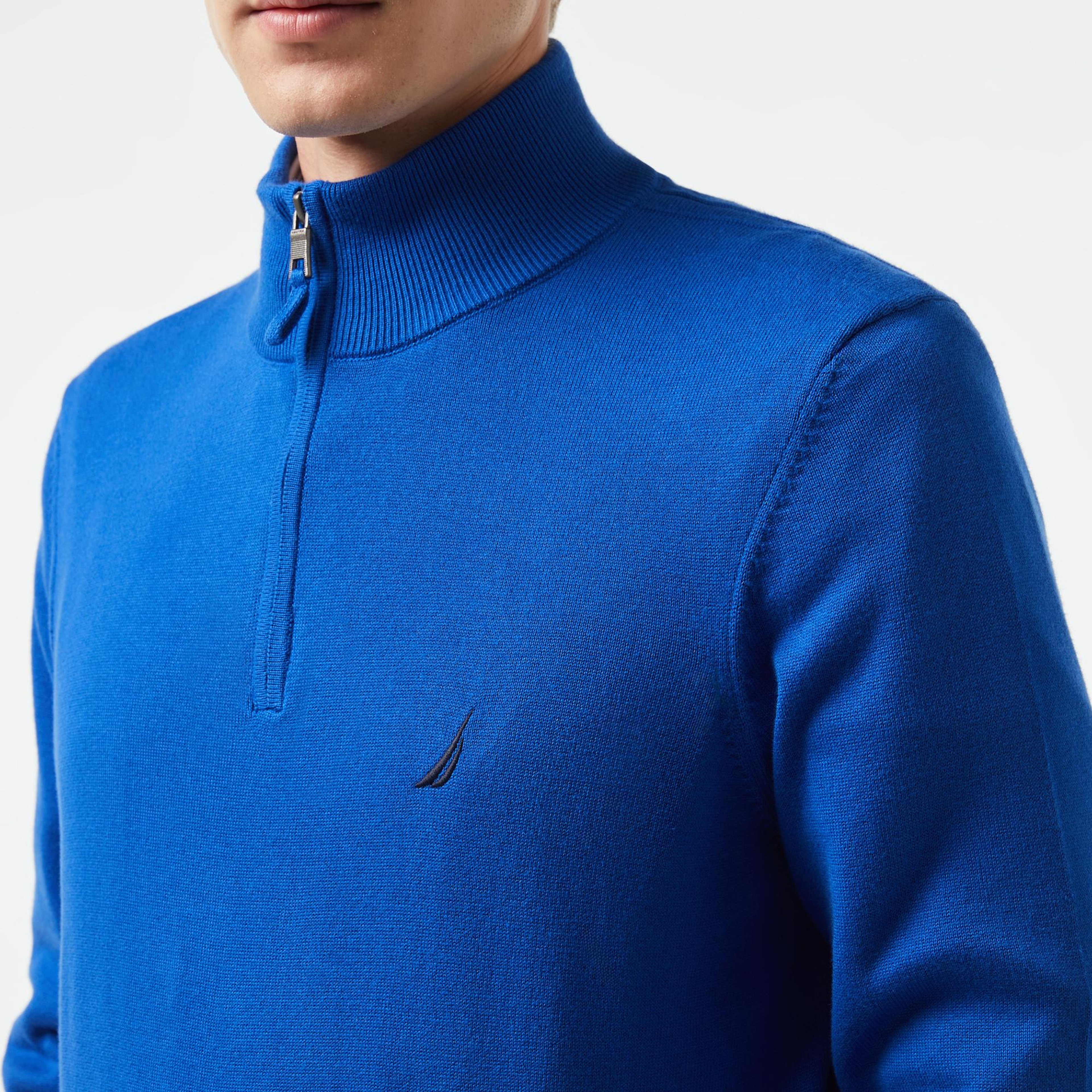 Nautica Erkek Mavi Standart Fit Dik Yakalı Kazak