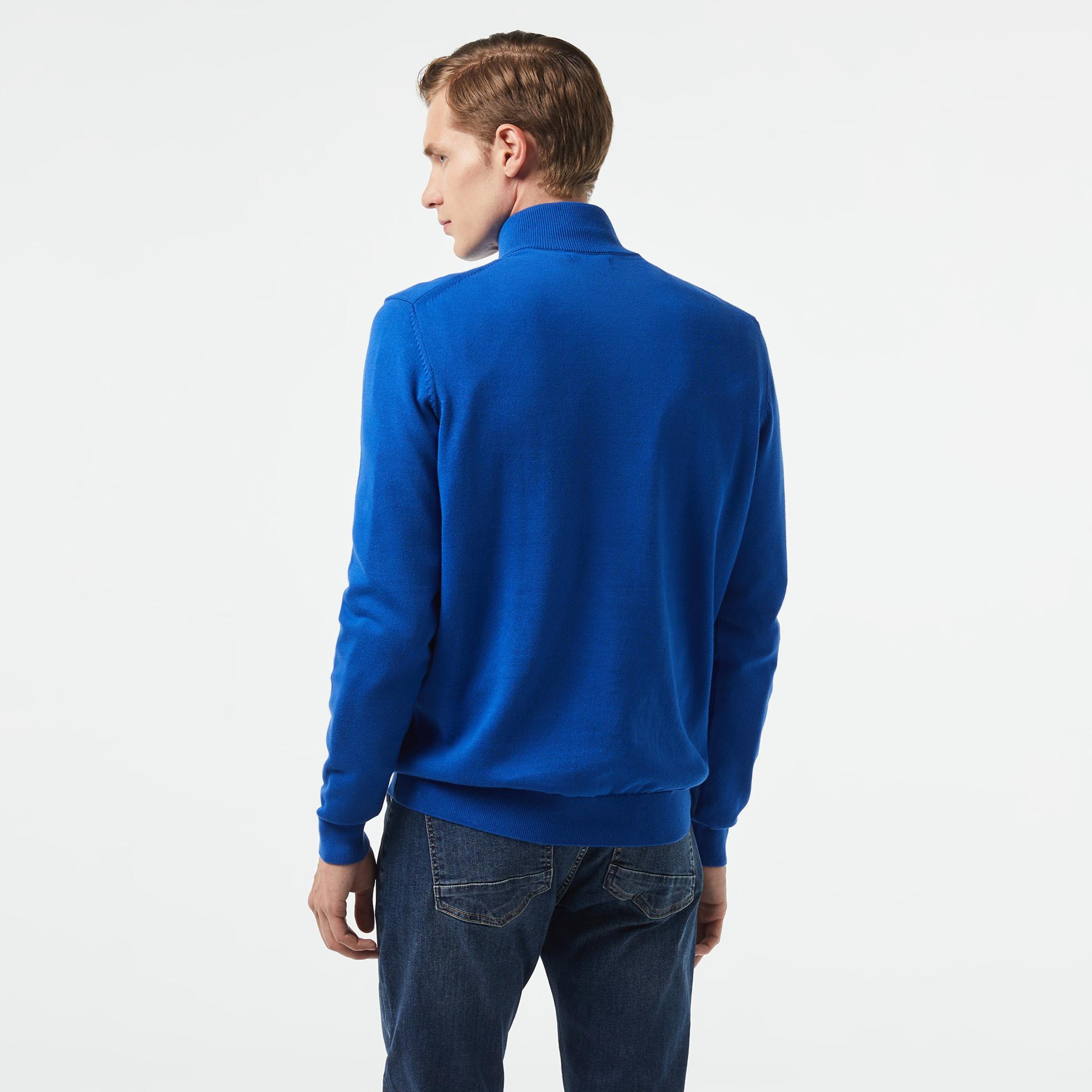 Nautica Erkek Mavi Standart Fit Dik Yakalı Kazak