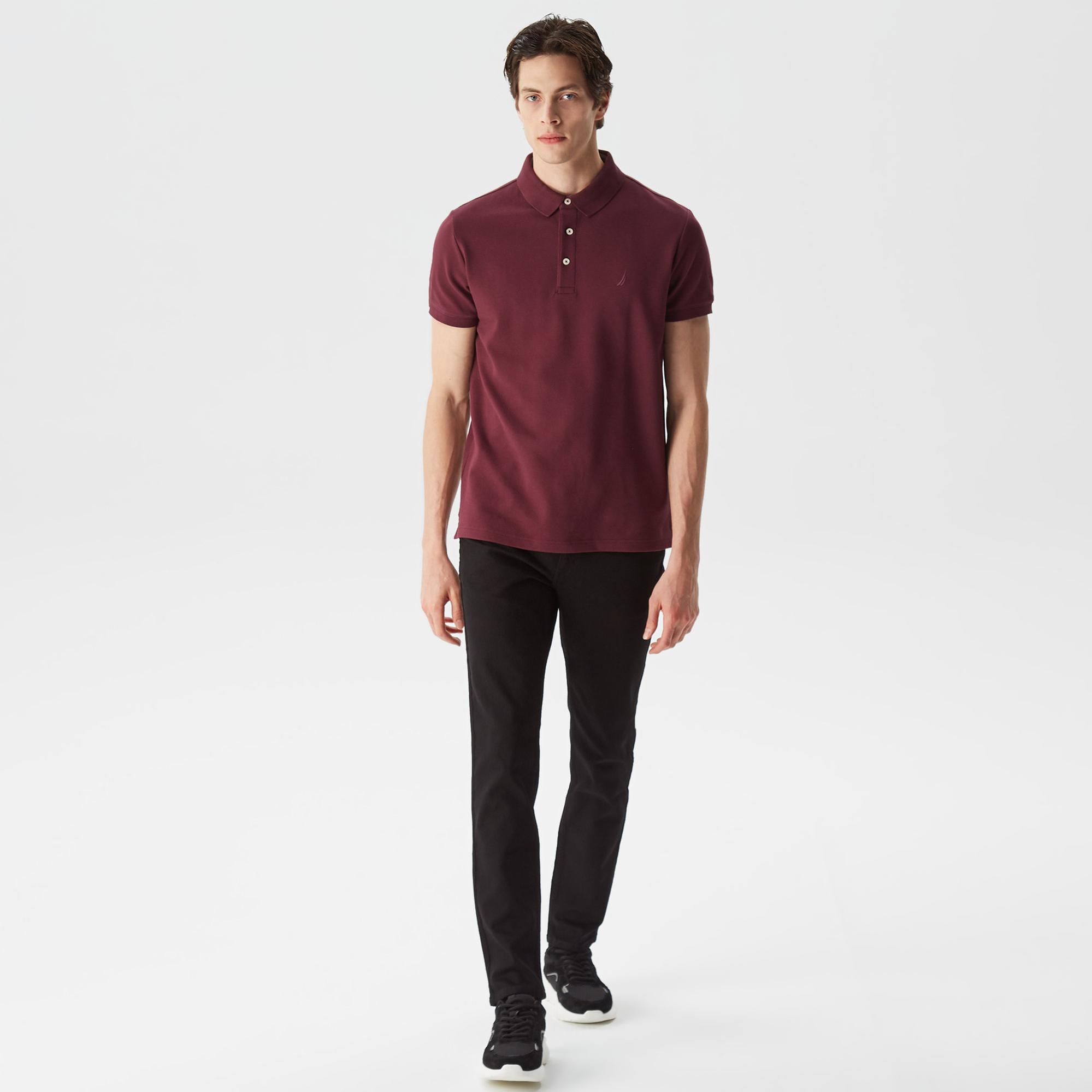 Nautica Erkek Bordo Slim Fit Kısa Kollu Polo Yaka T-Shirt