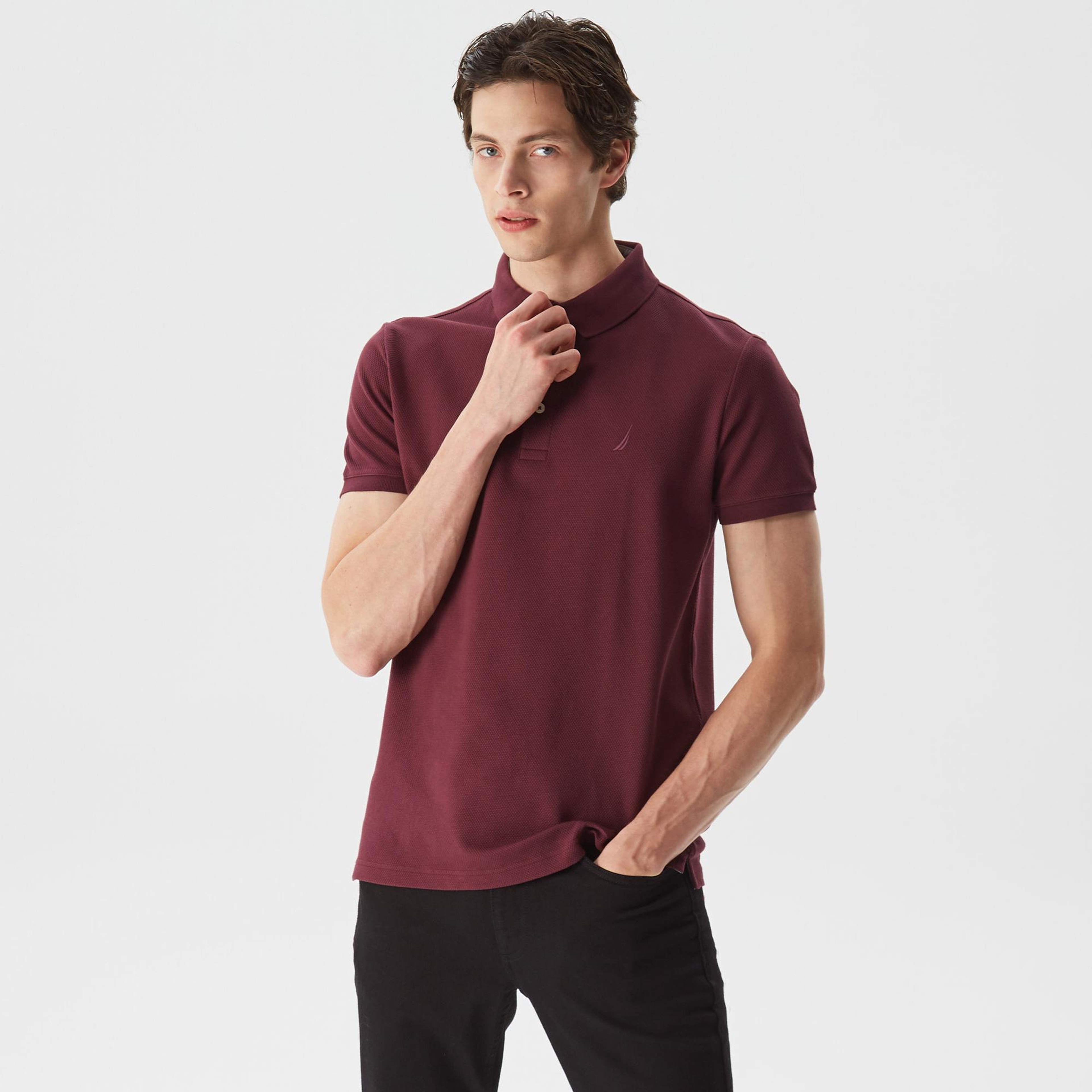 Nautica Erkek Bordo Slim Fit Kısa Kollu Polo Yaka T-Shirt