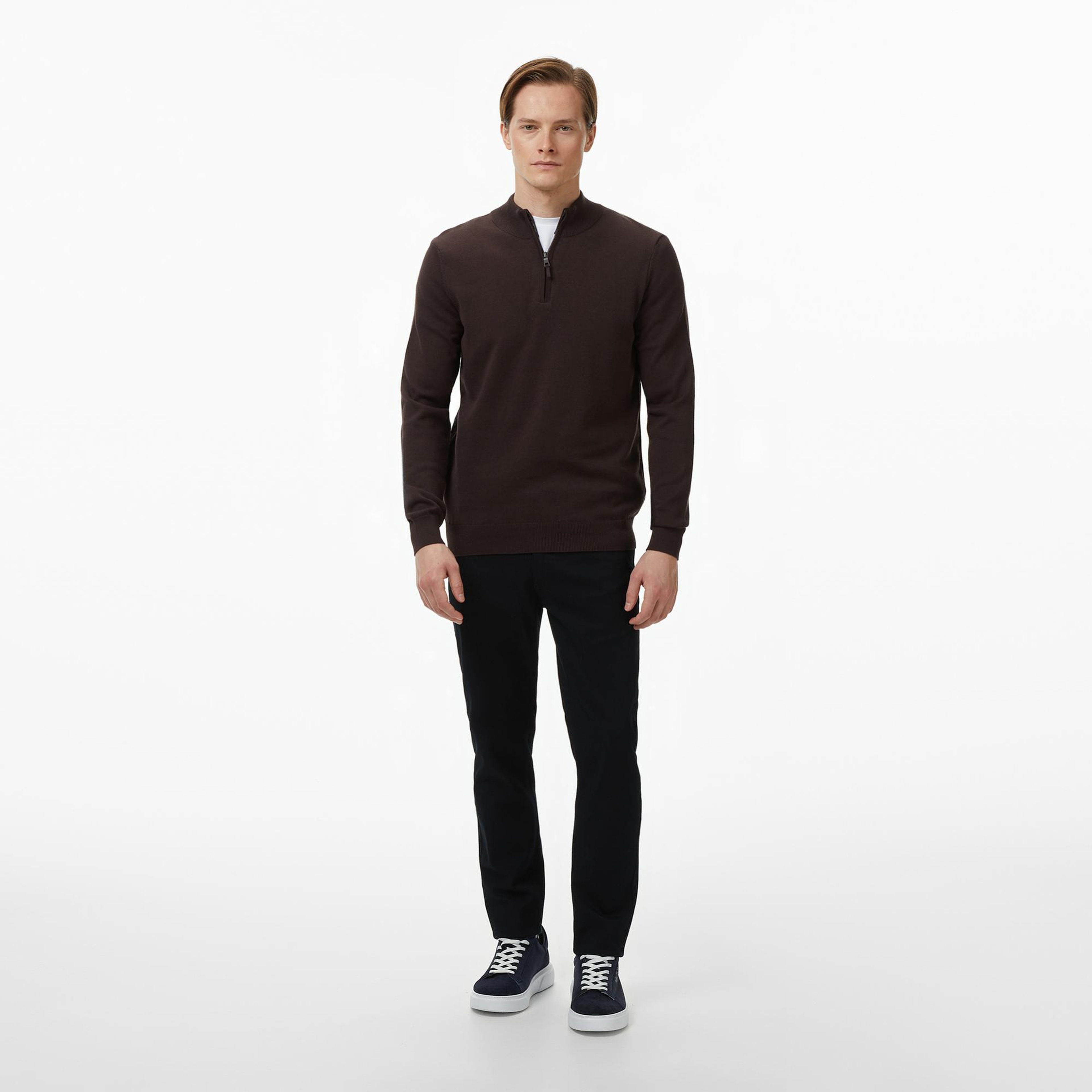 Nautica Erkek Kahverengi Classic Fit Kazak