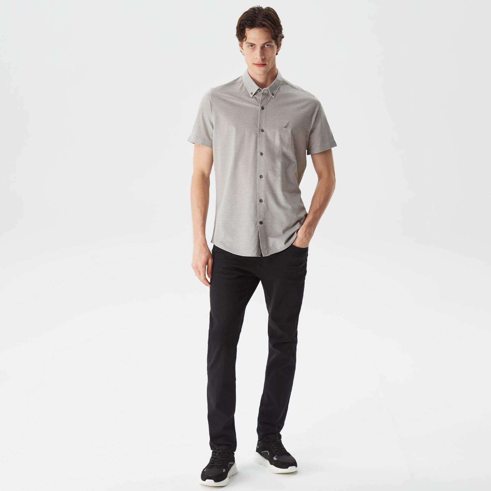 Nautica Erkek Yeşil Slim Fit Kısa Kollu Gömlek