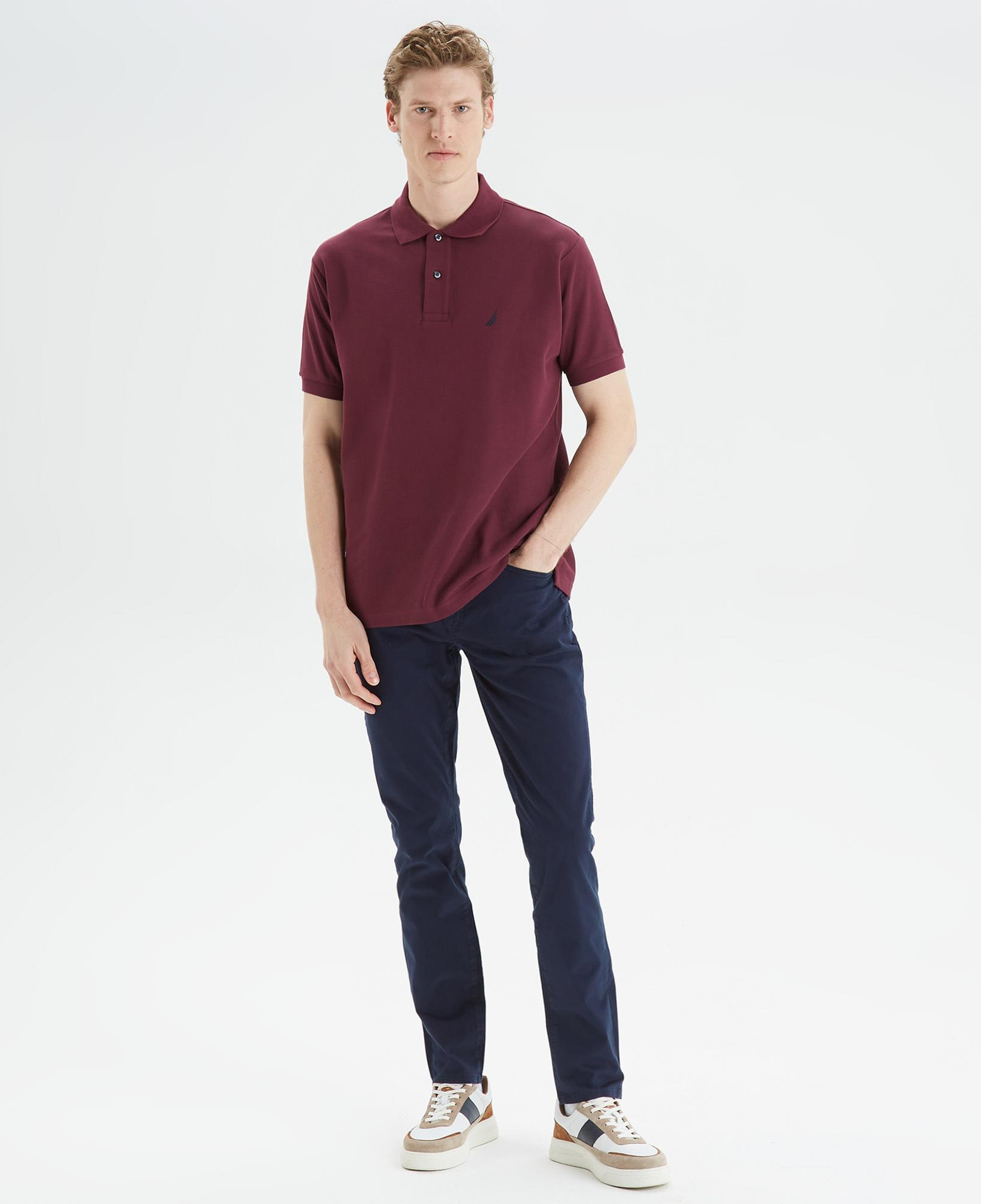 Nautica Erkek Bordo Classic Fit Kısa Kollu Polo Yaka T-Shirt
