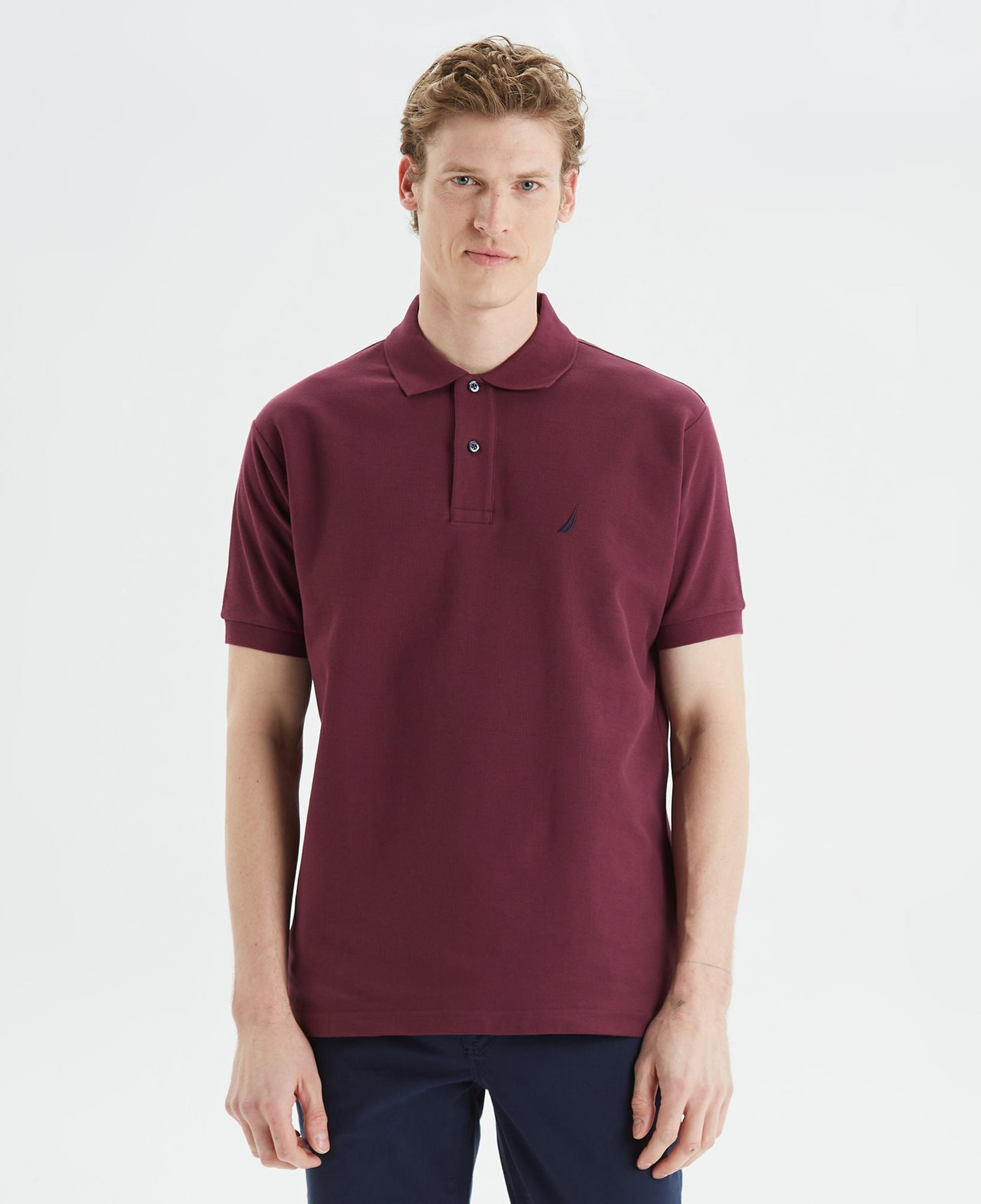 Nautica Erkek Bordo Classic Fit Kısa Kollu Polo Yaka T-Shirt