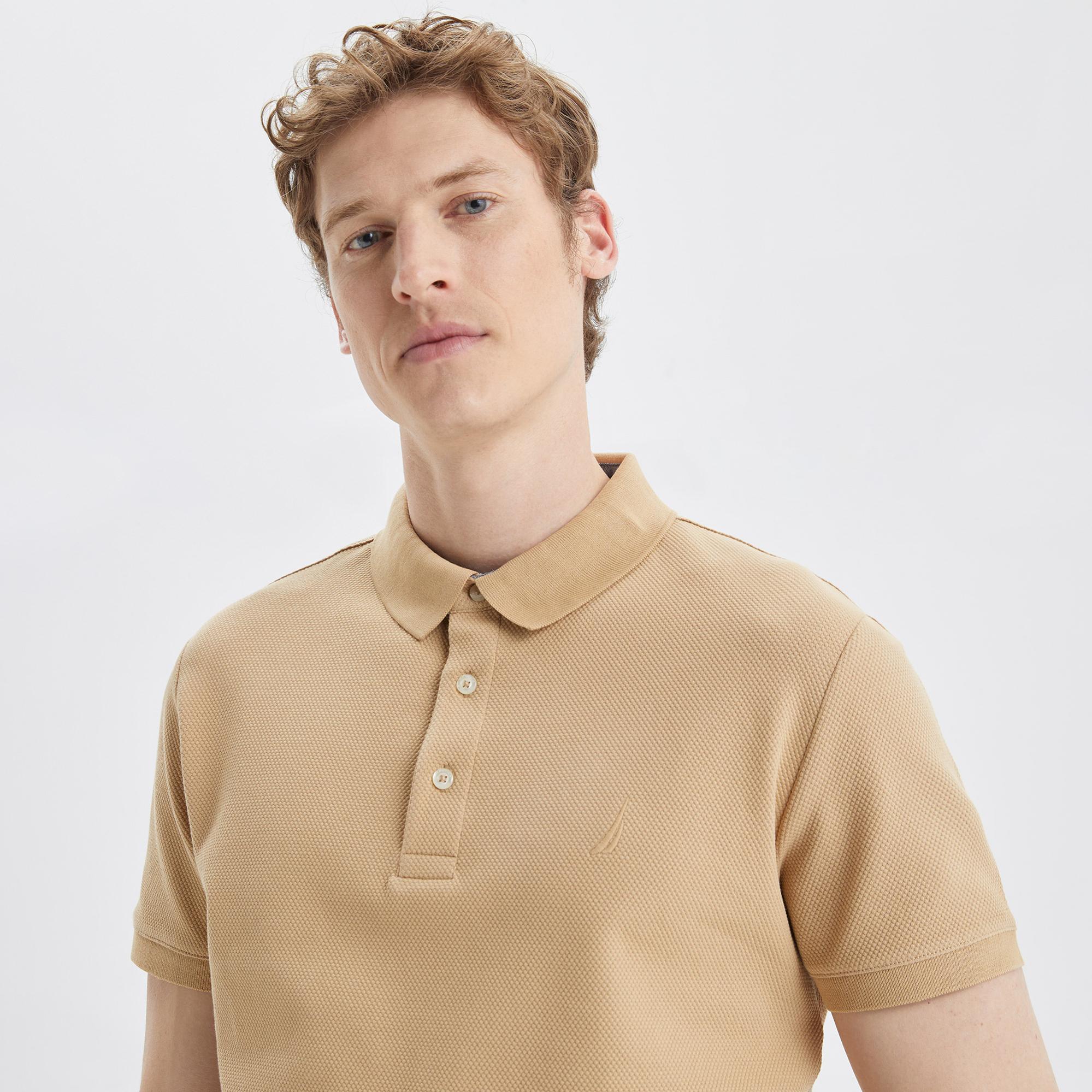 Nautica Erkek Bej Slim Fit Kısa Kollu Polo Yaka T-Shirt