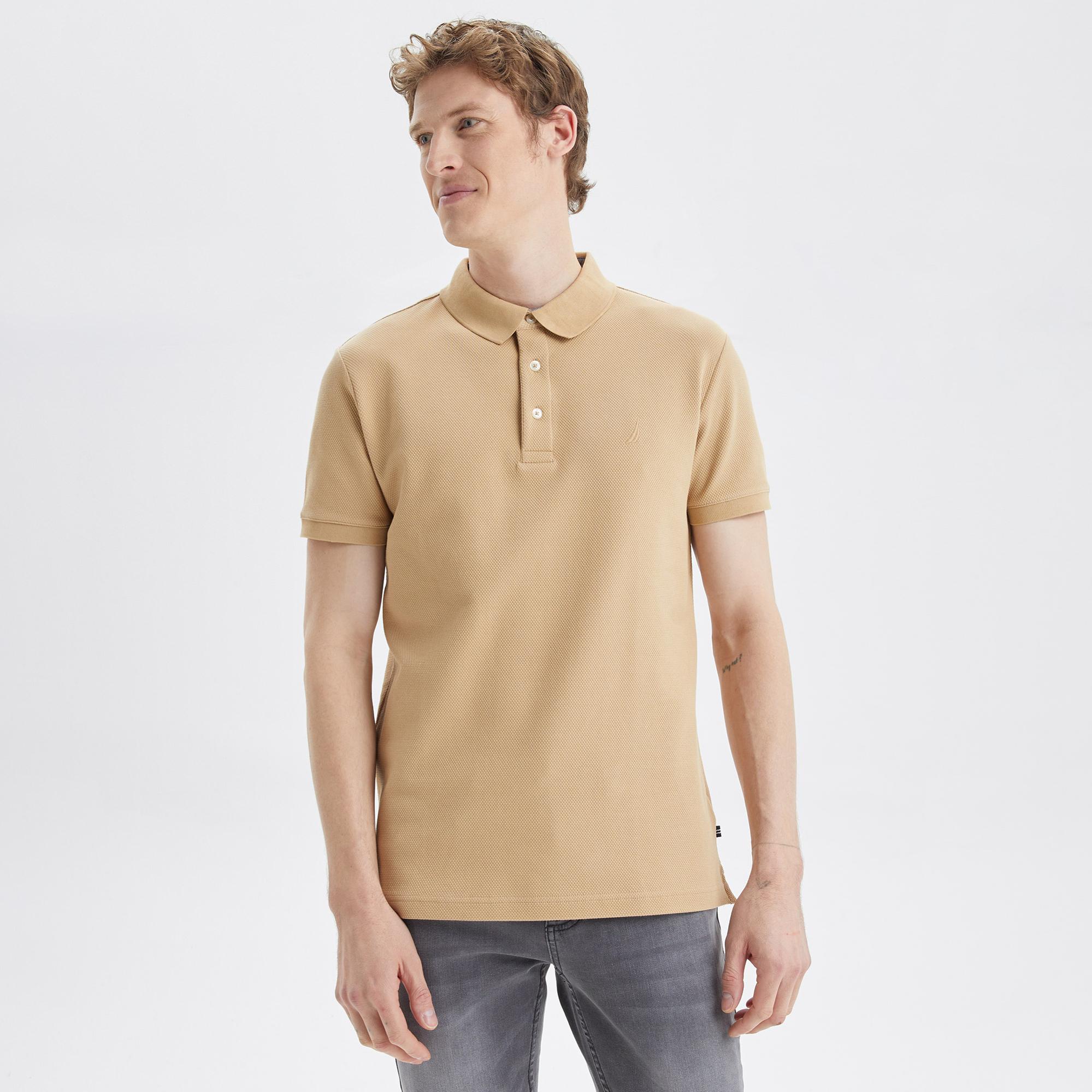 Nautica Erkek Bej Slim Fit Kısa Kollu Polo Yaka T-Shirt
