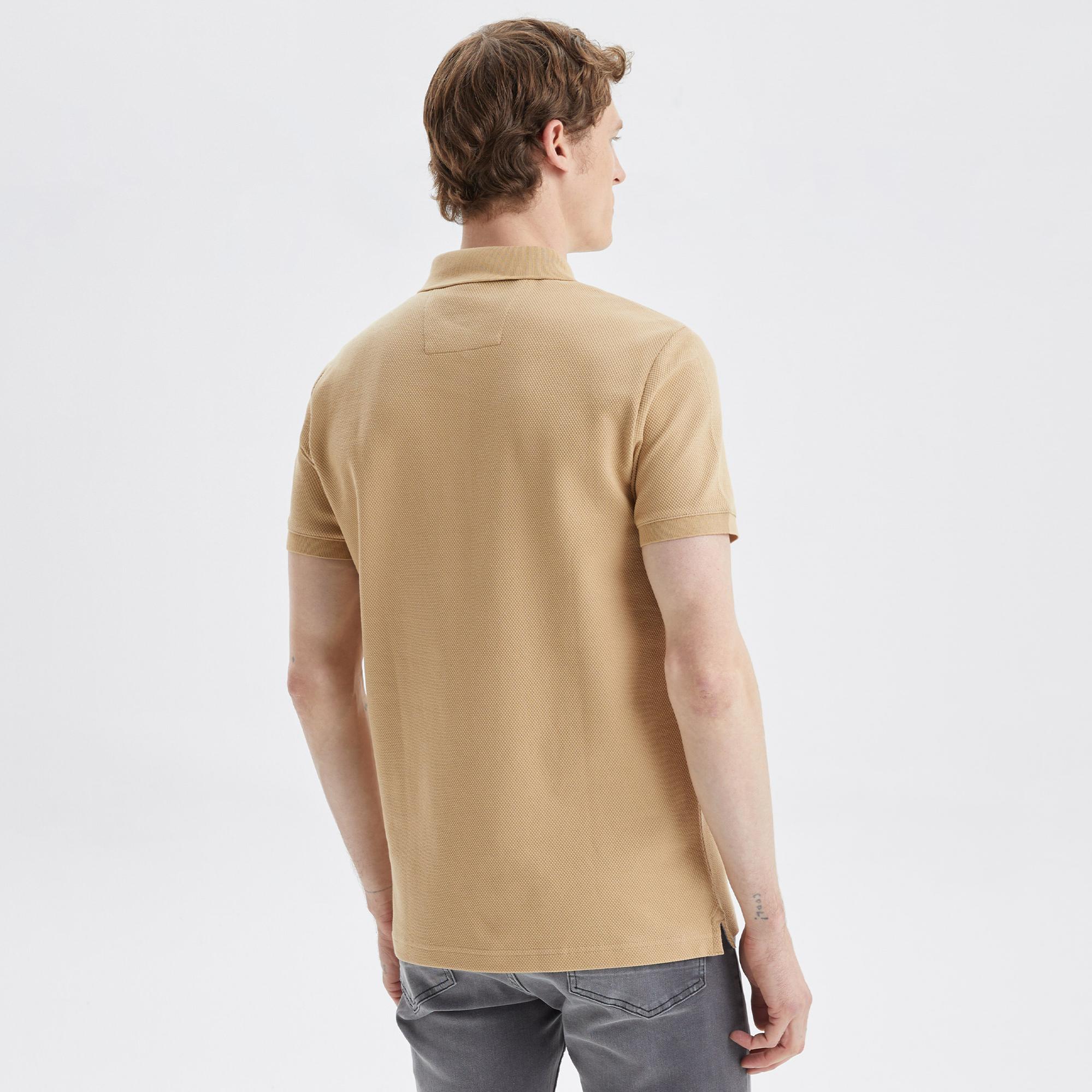 Nautica Erkek Bej Slim Fit Kısa Kollu Polo Yaka T-Shirt