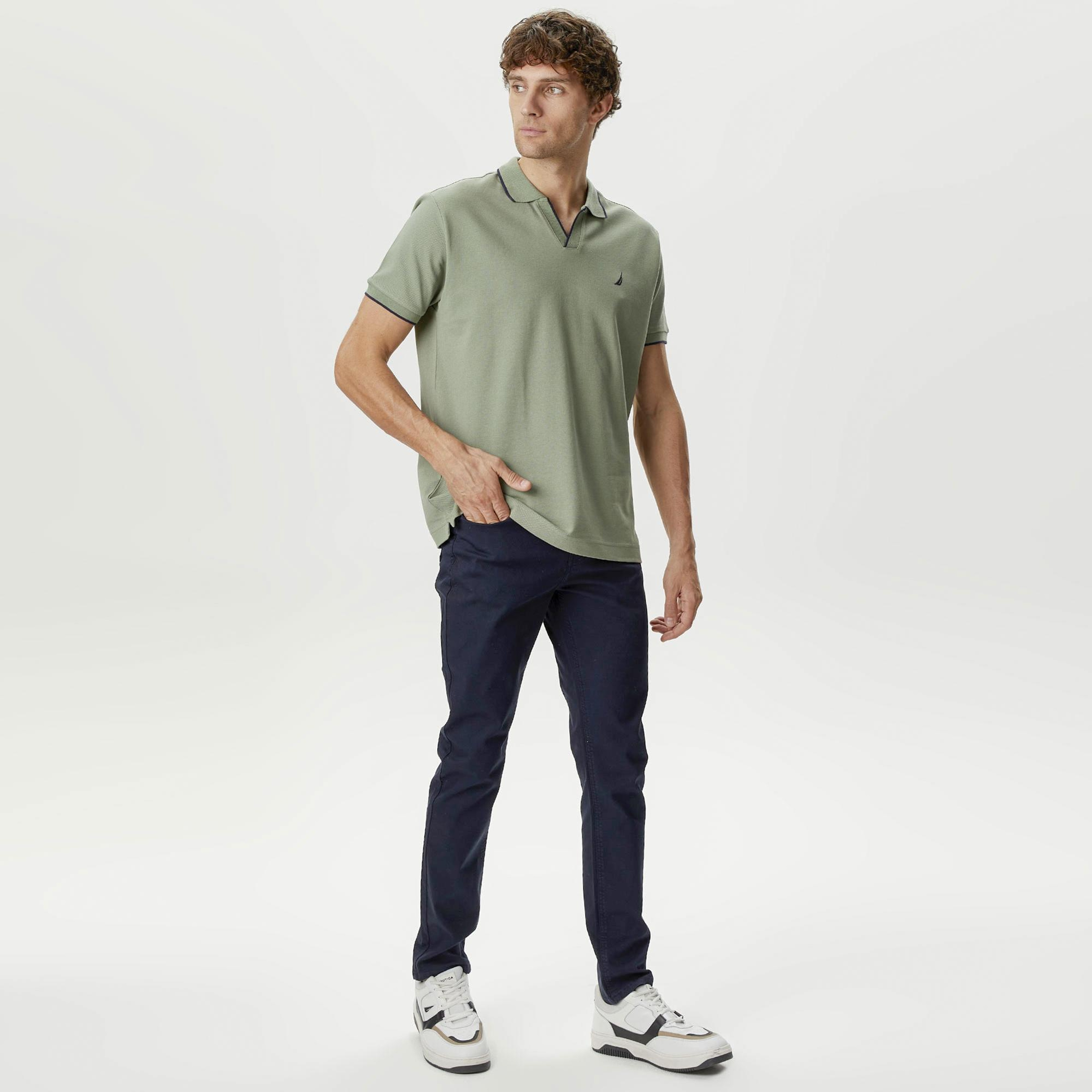 Nautica Erkek Yeşil Classic Fit Kısa Kollu Polo Yaka T-Shirt