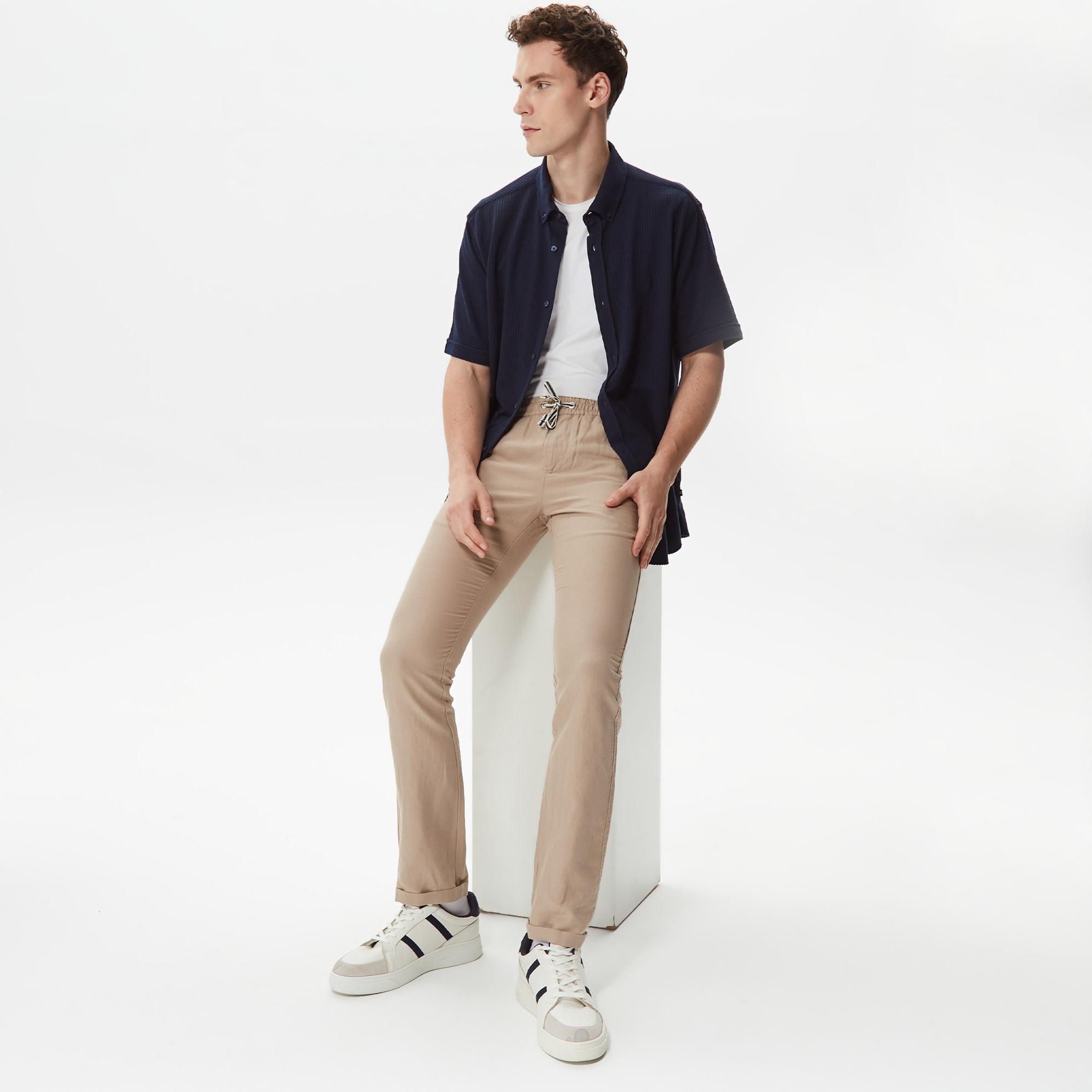 Nautica Erkek Lacivert Classic Fit Kısa Kollu Gömlek