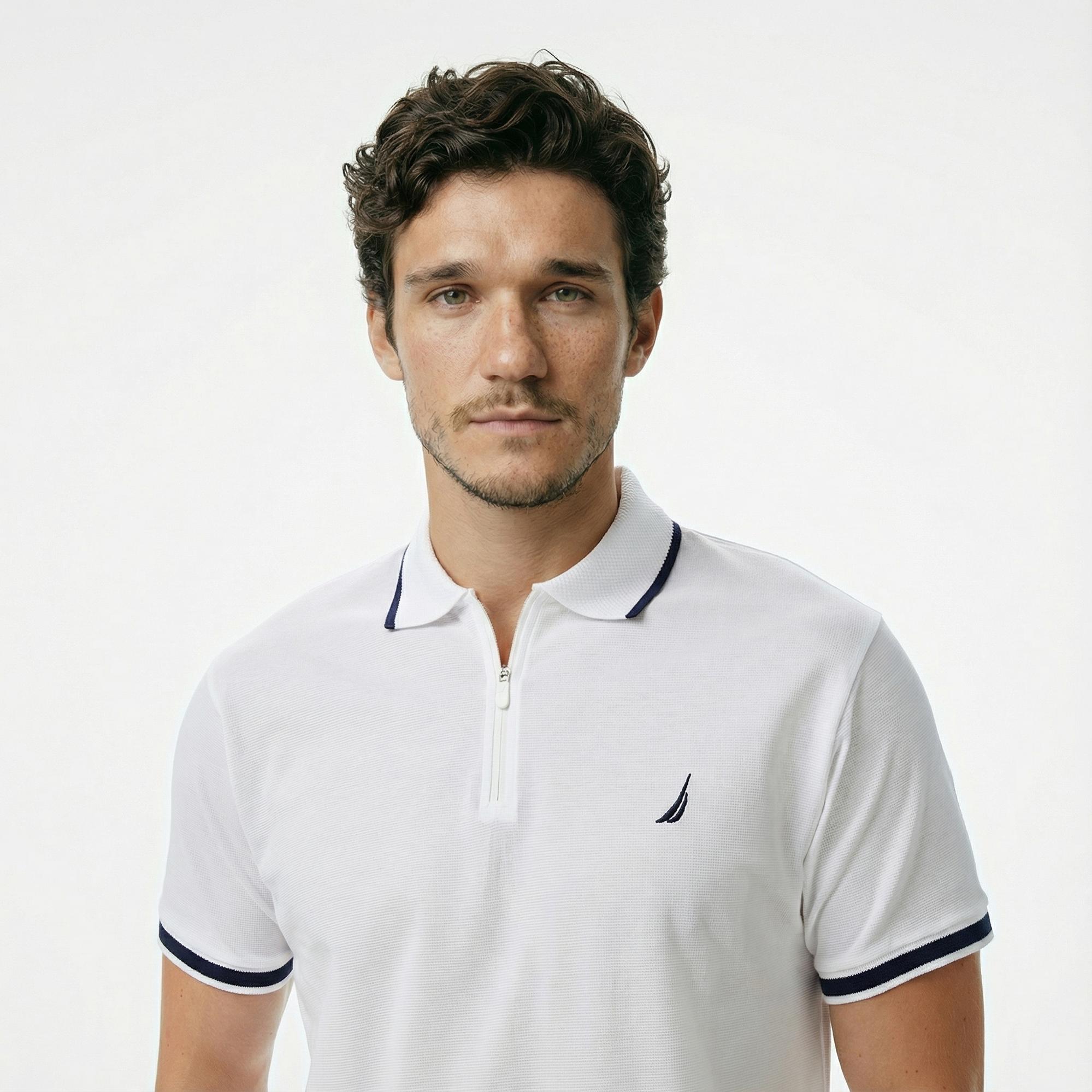 Nautica Erkek Beyaz Classic Fit Polo Yaka T-Shirt