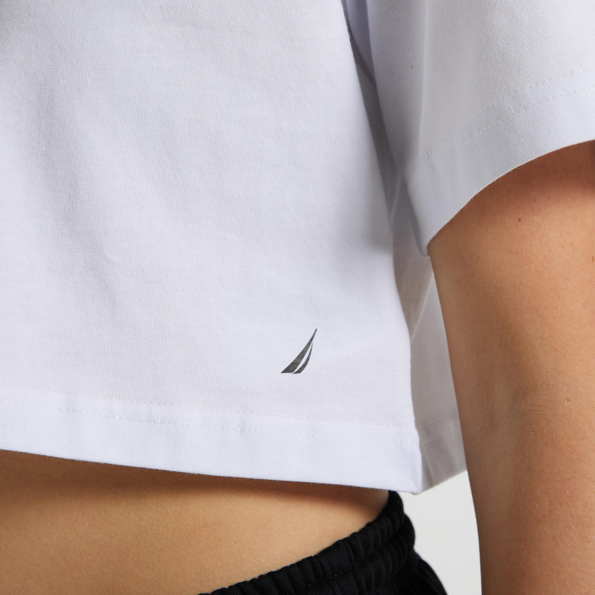 Nautica Kadın Beyaz Relaxed Fit Crop T-Shirt