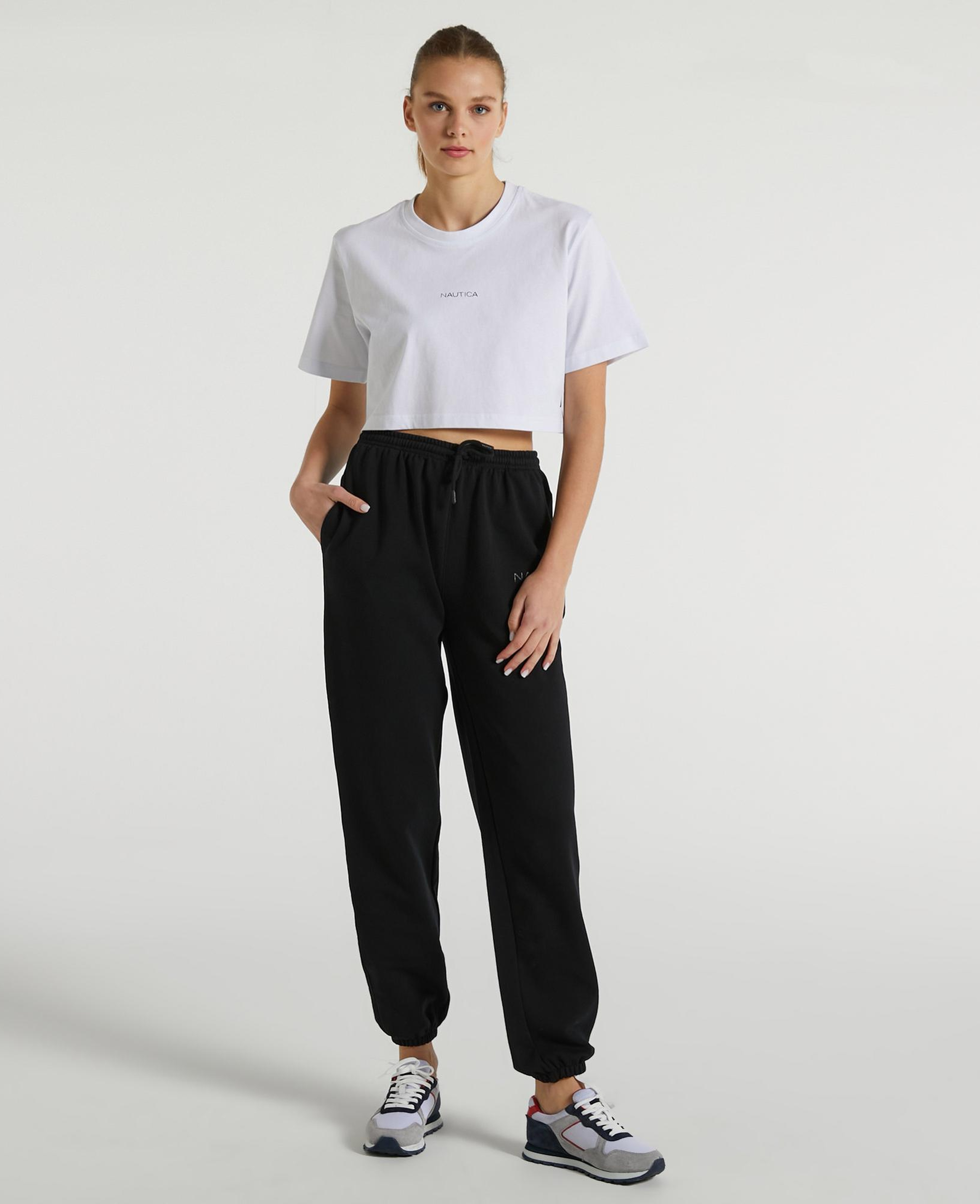 Nautica Kadın Beyaz Relaxed Fit Crop T-Shirt