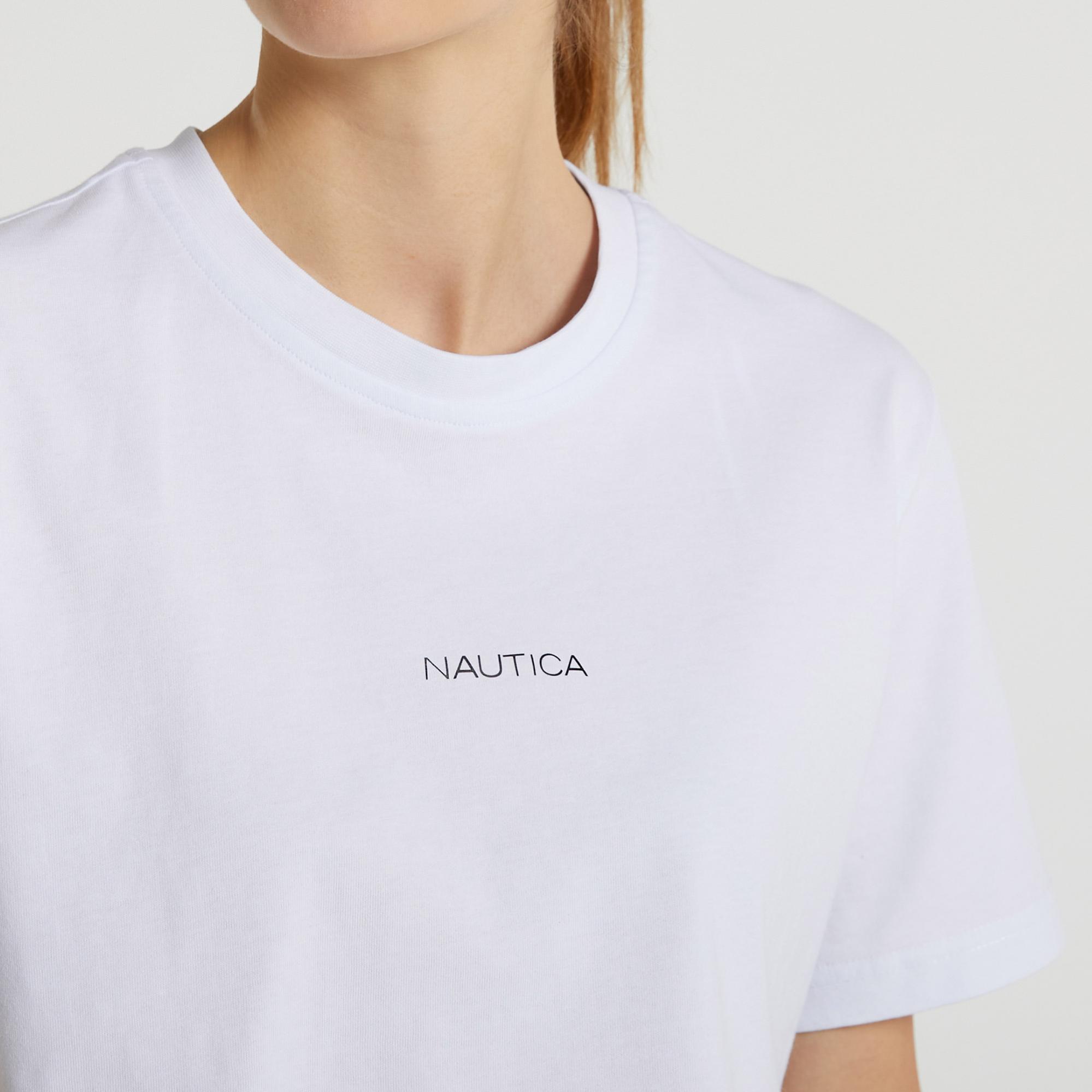 Nautica Kadın Beyaz Relaxed Fit Crop T-Shirt