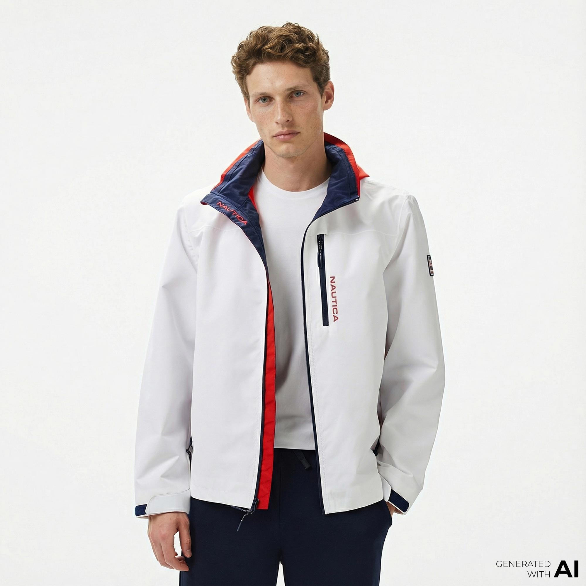 Nautica Erkek Beyaz Regular Fit Dik Yaka Mont