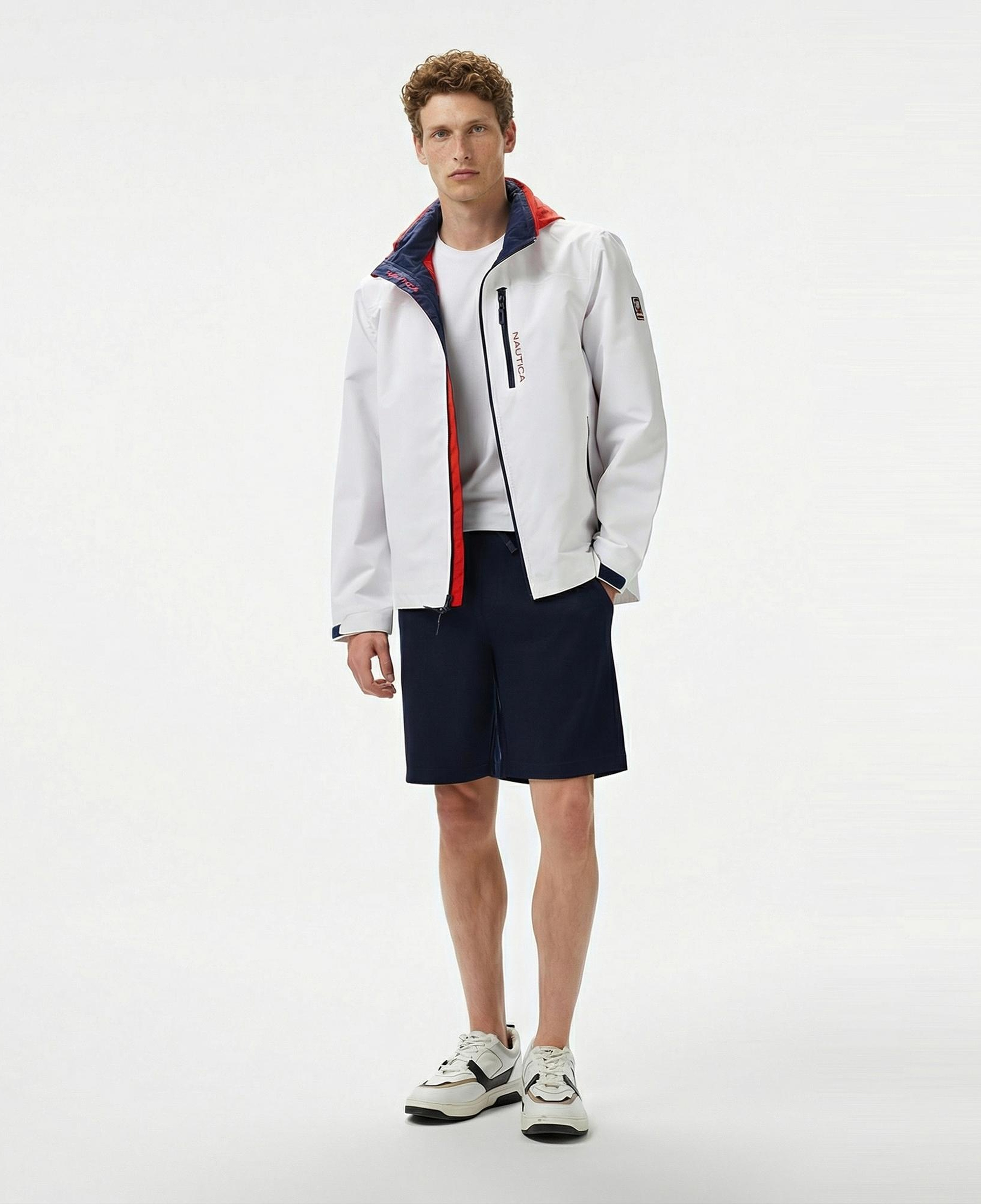 Nautica Erkek Beyaz Regular Fit Dik Yaka Mont