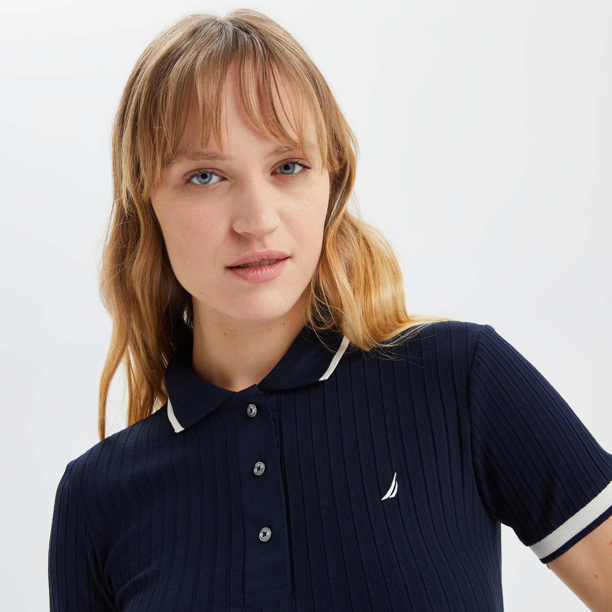 Nautica Kadın Lacivert Regular Fit Çizgili Polo