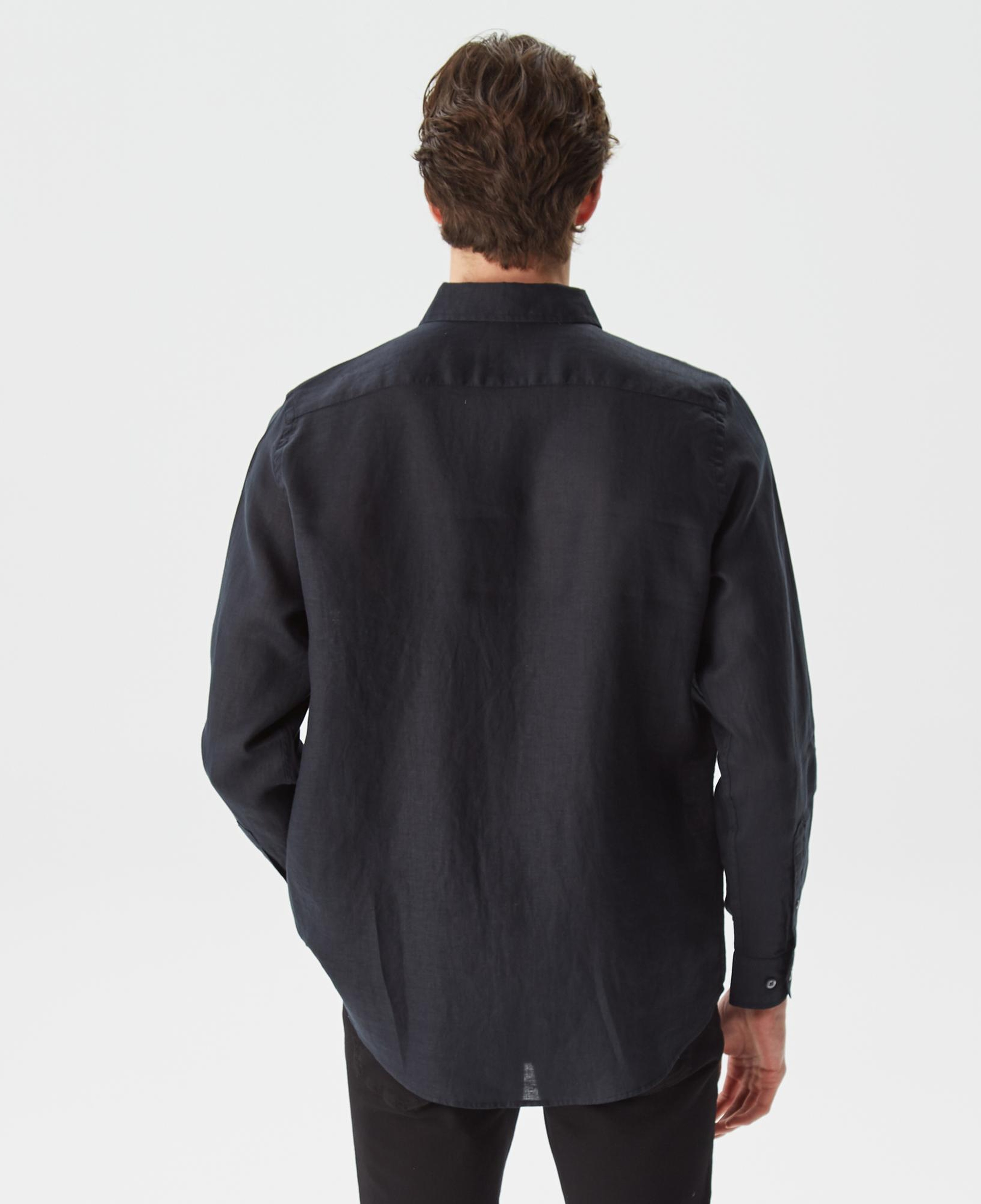 Nautica Erkek Siyah Classic Fit Uzun Kollu Keten Gömlek