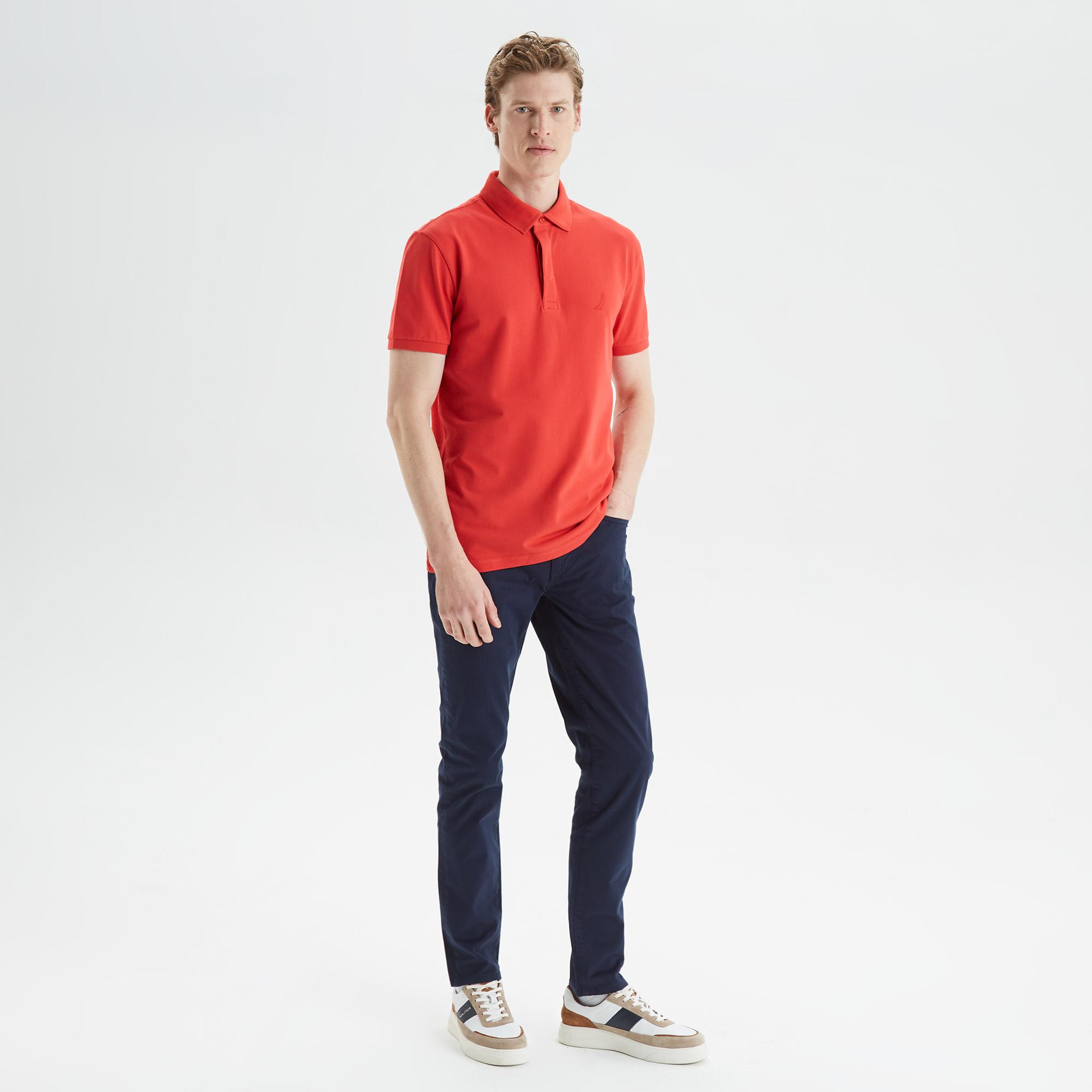 Nautica Erkek Kırmızı Slim Fit Kısa Kollu Polo Yaka T-Shirt