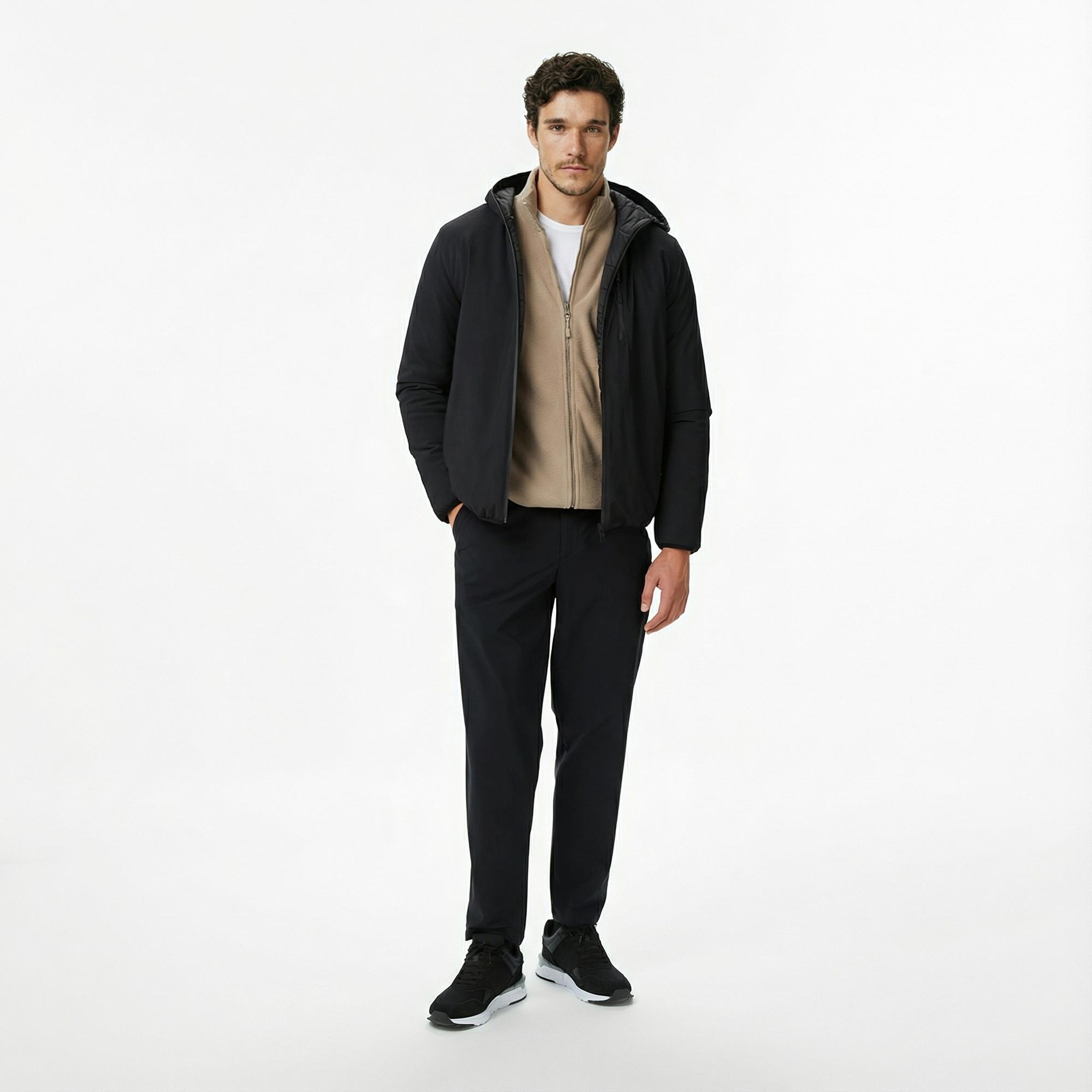 Nautica Erkek Siyah Regular Fit Çift Taraflı Mont