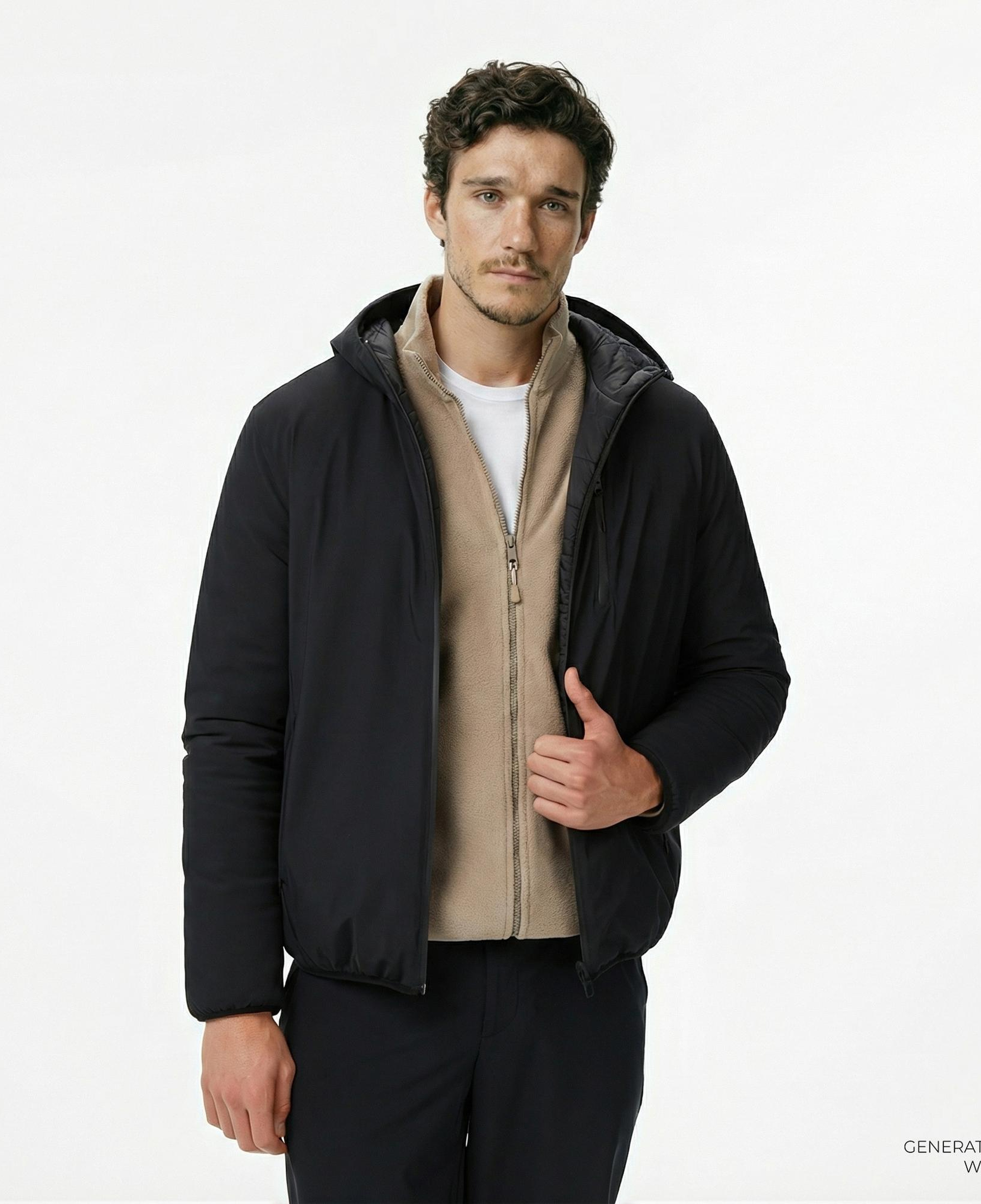 Nautica Erkek Siyah Regular Fit Çift Taraflı Mont