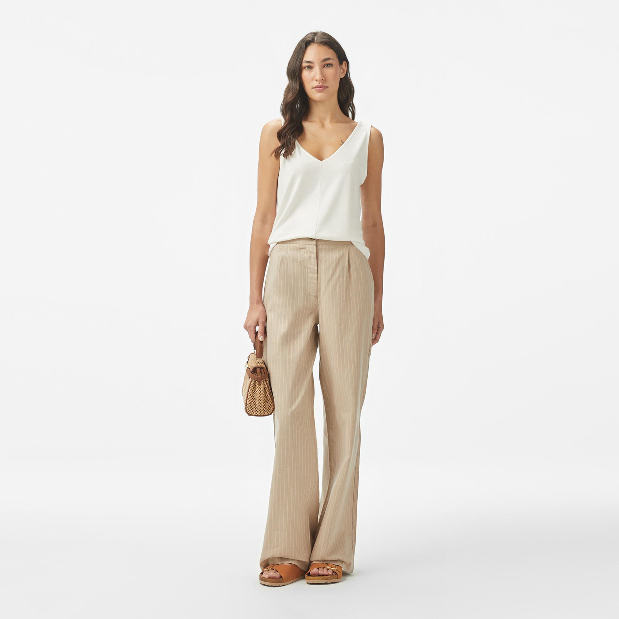 Nautica Kadın Bej Regular Fit Pantolon