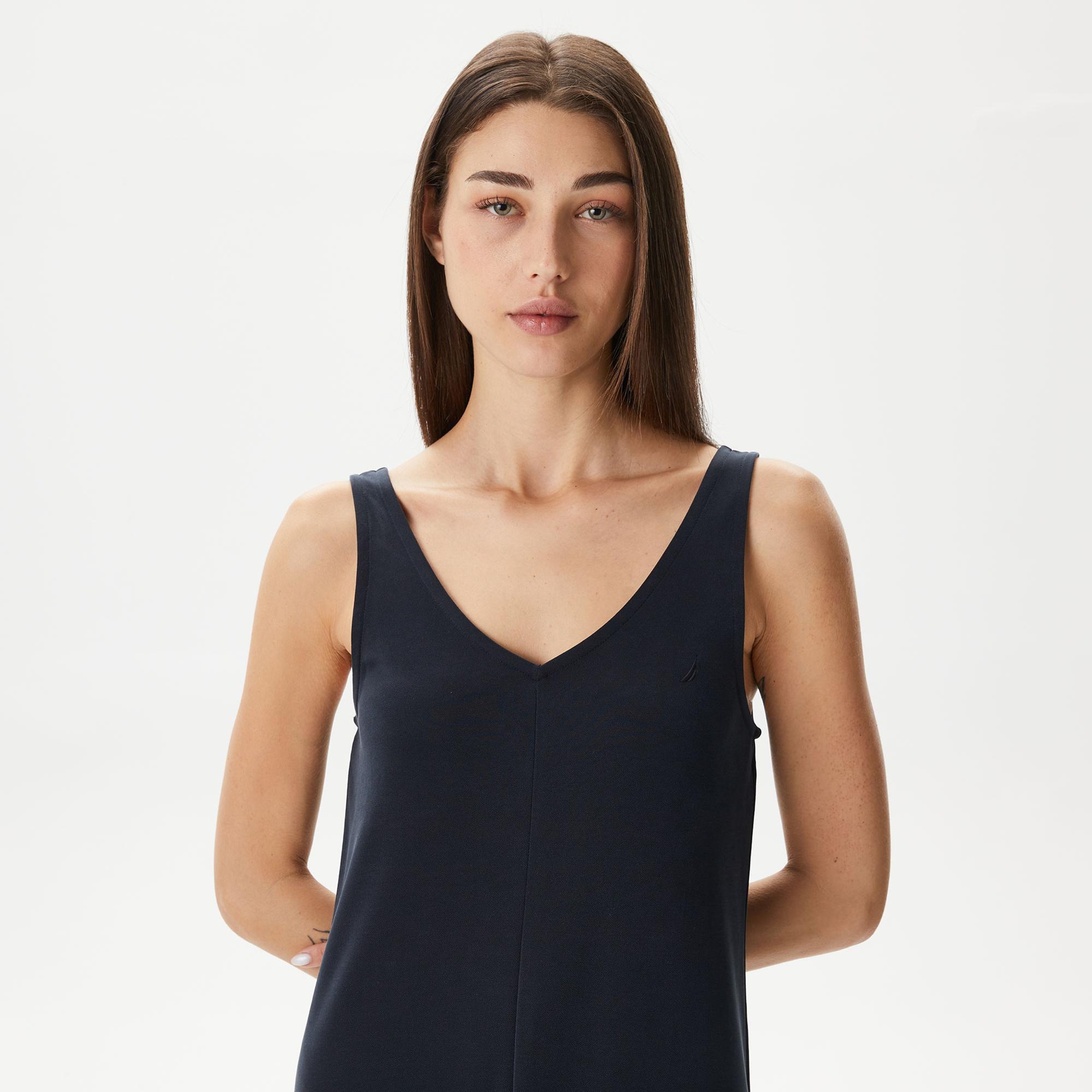 Nautica Kadın Siyah Standart Fit Askılı Elbise