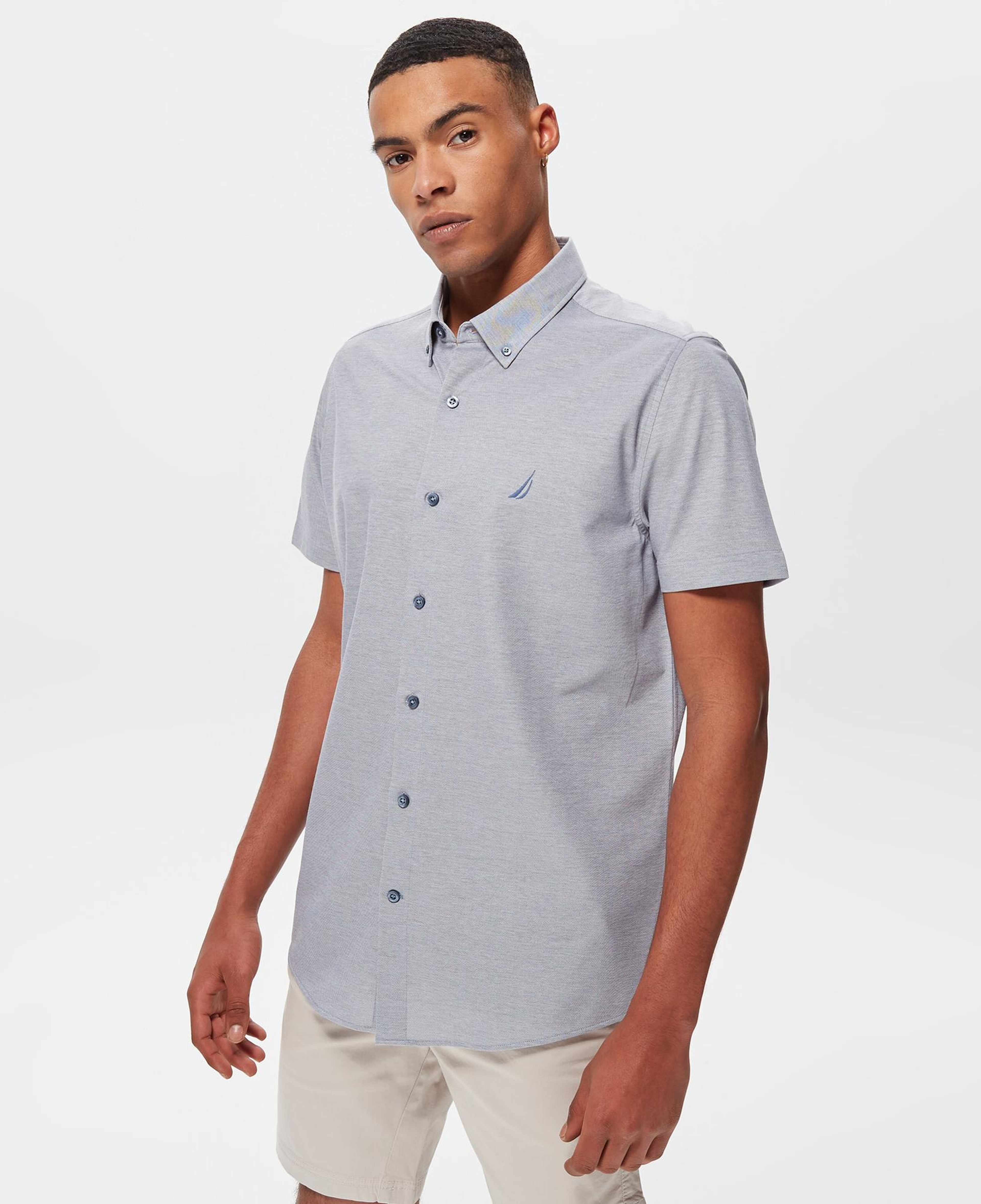 Nautica Erkek Mavi Slim Fit Kısa Kollu Gömlek