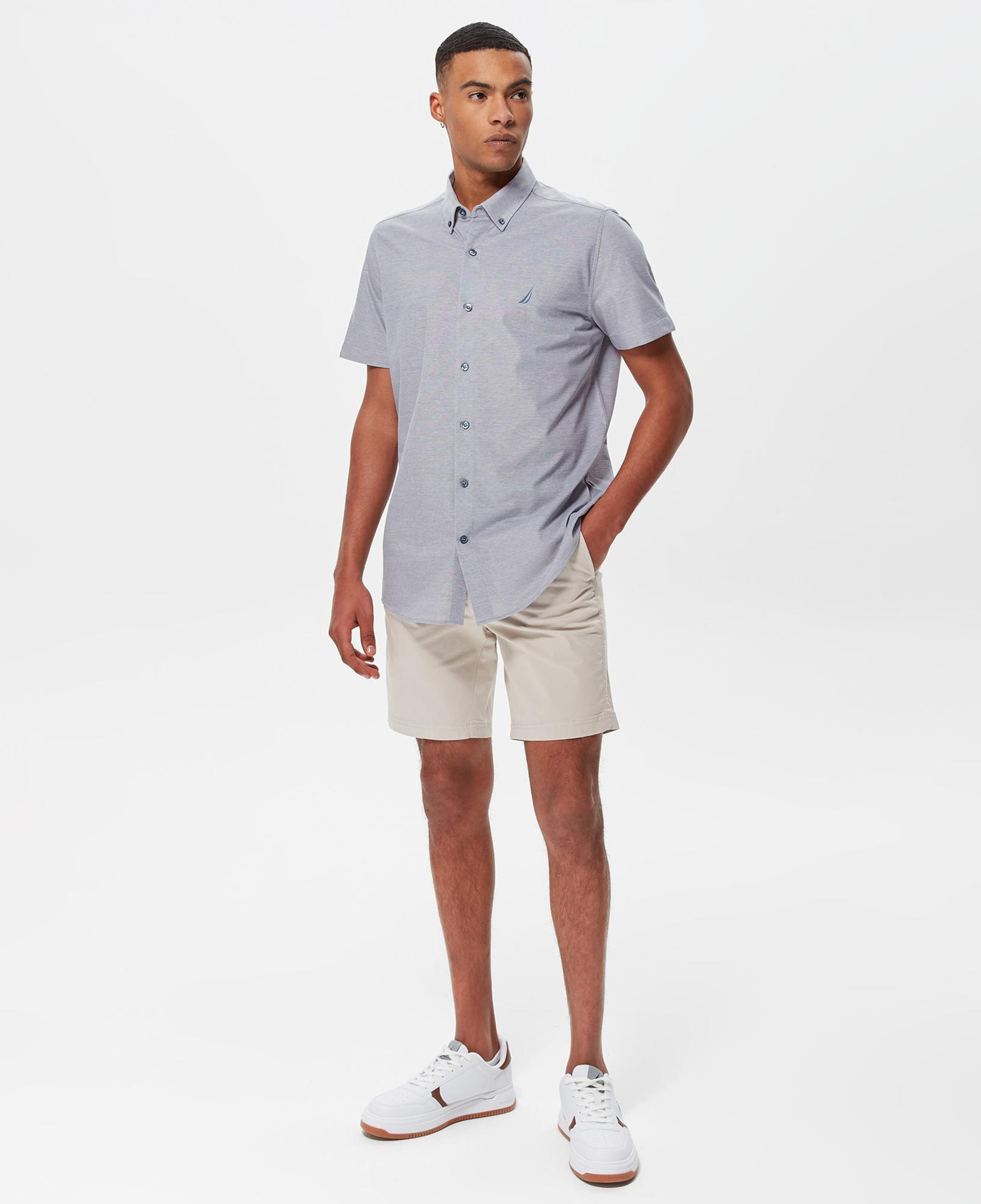 Nautica Erkek Mavi Slim Fit Kısa Kollu Gömlek