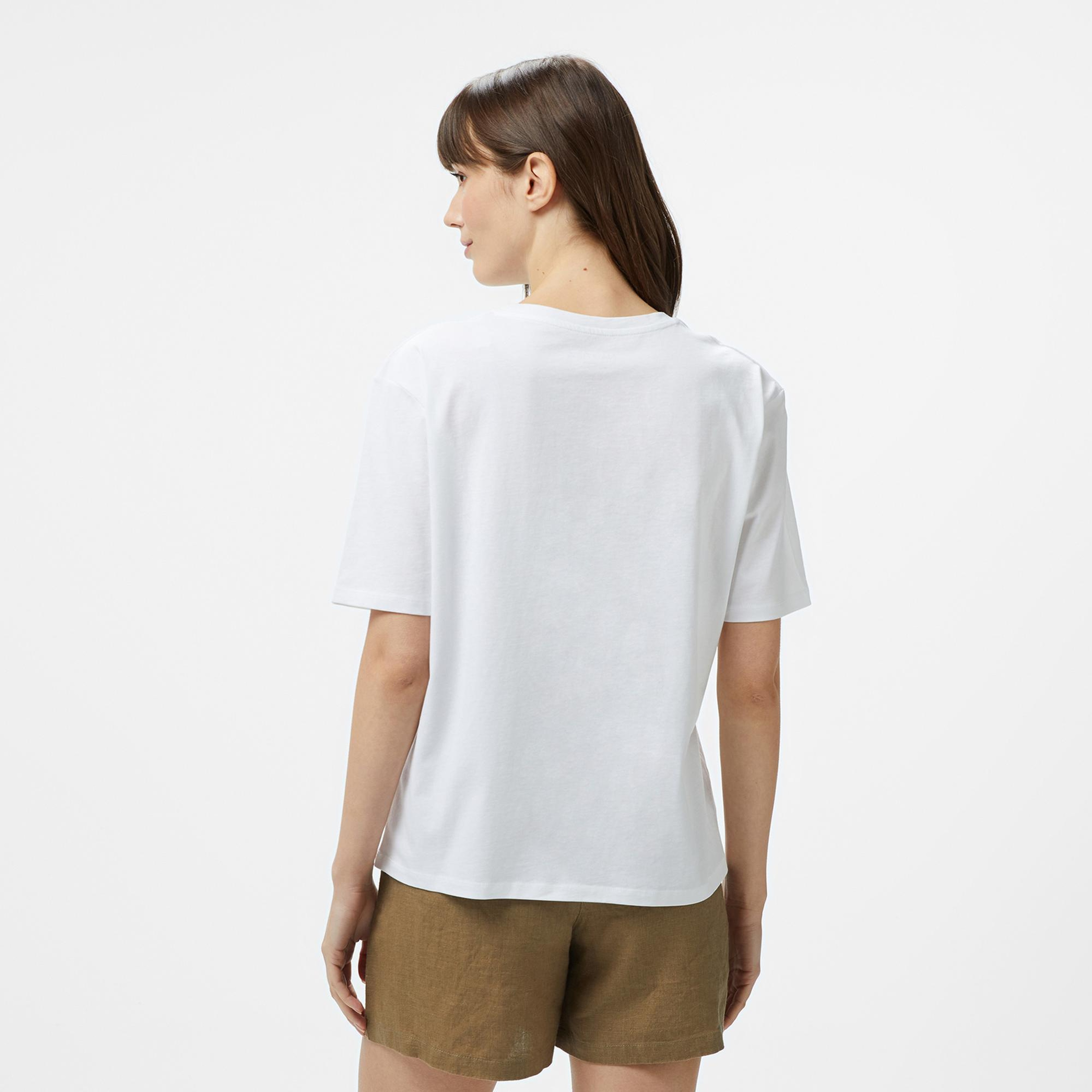 Nautica Kadın Beyaz Regular Fit Nakışlı T-Shirt