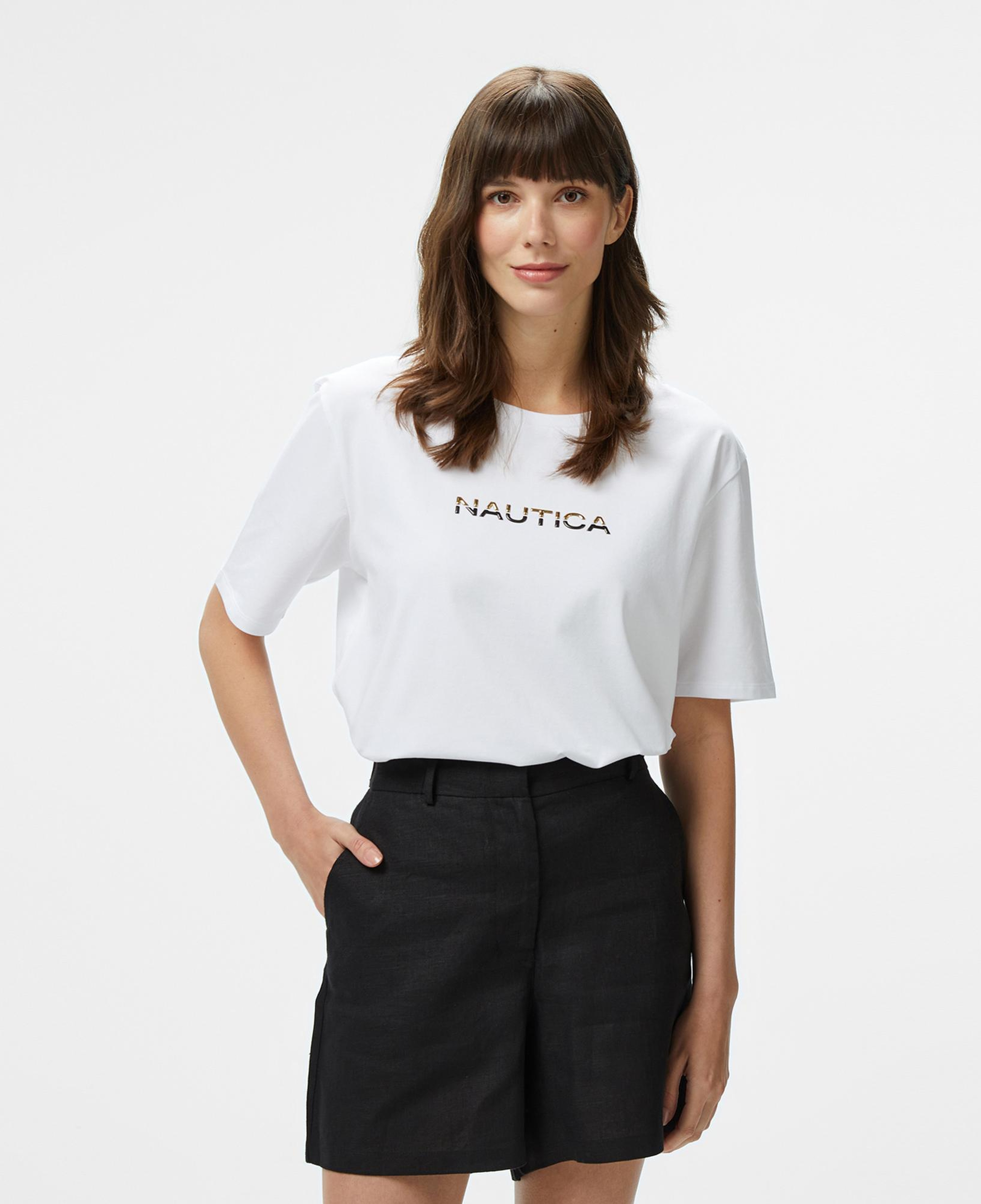Nautica Kadın Beyaz Regular Fit Baskılı T-Shirt