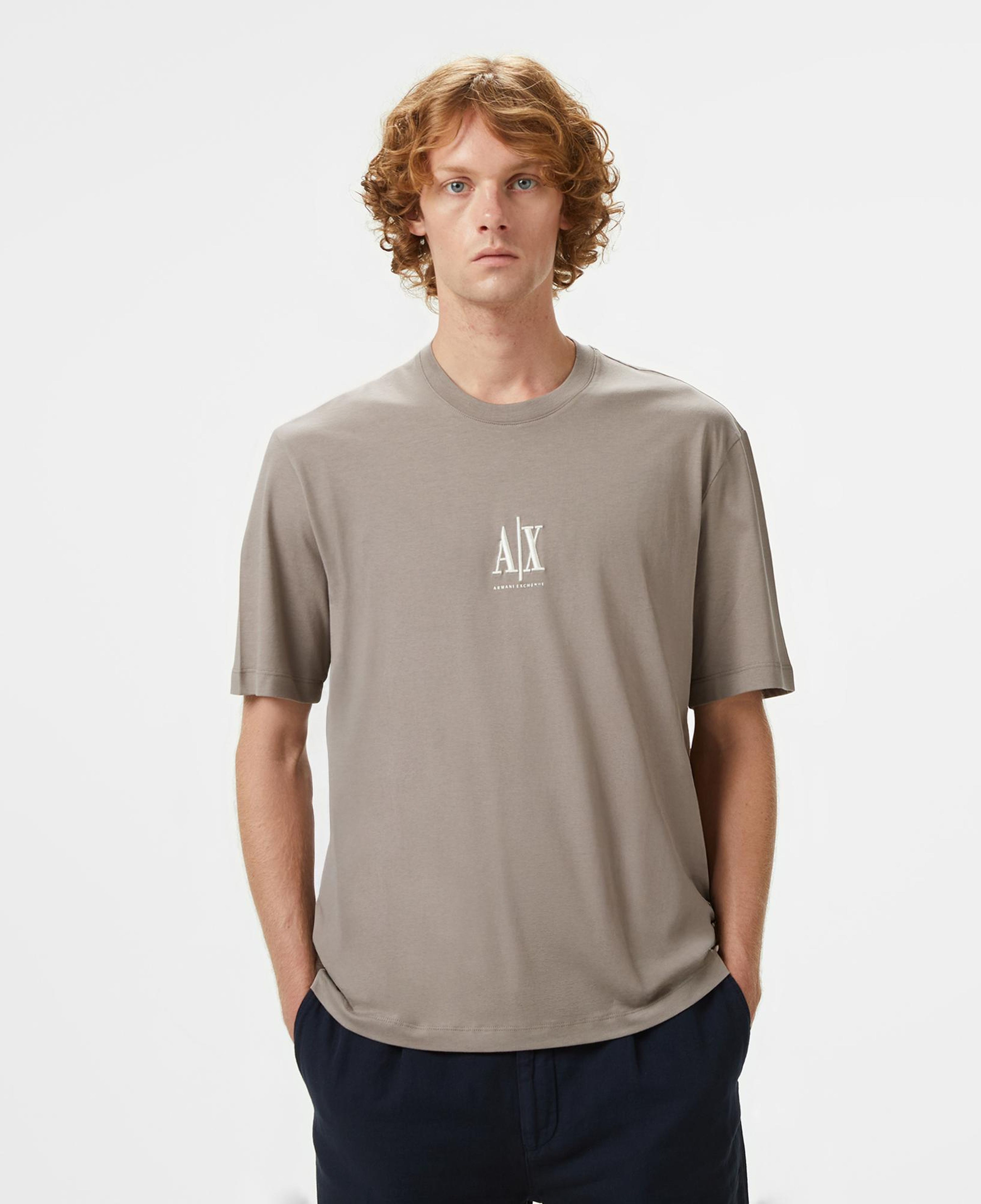 Armani Exchange Erkek Bej Bisiklet Yaka T-Shirt