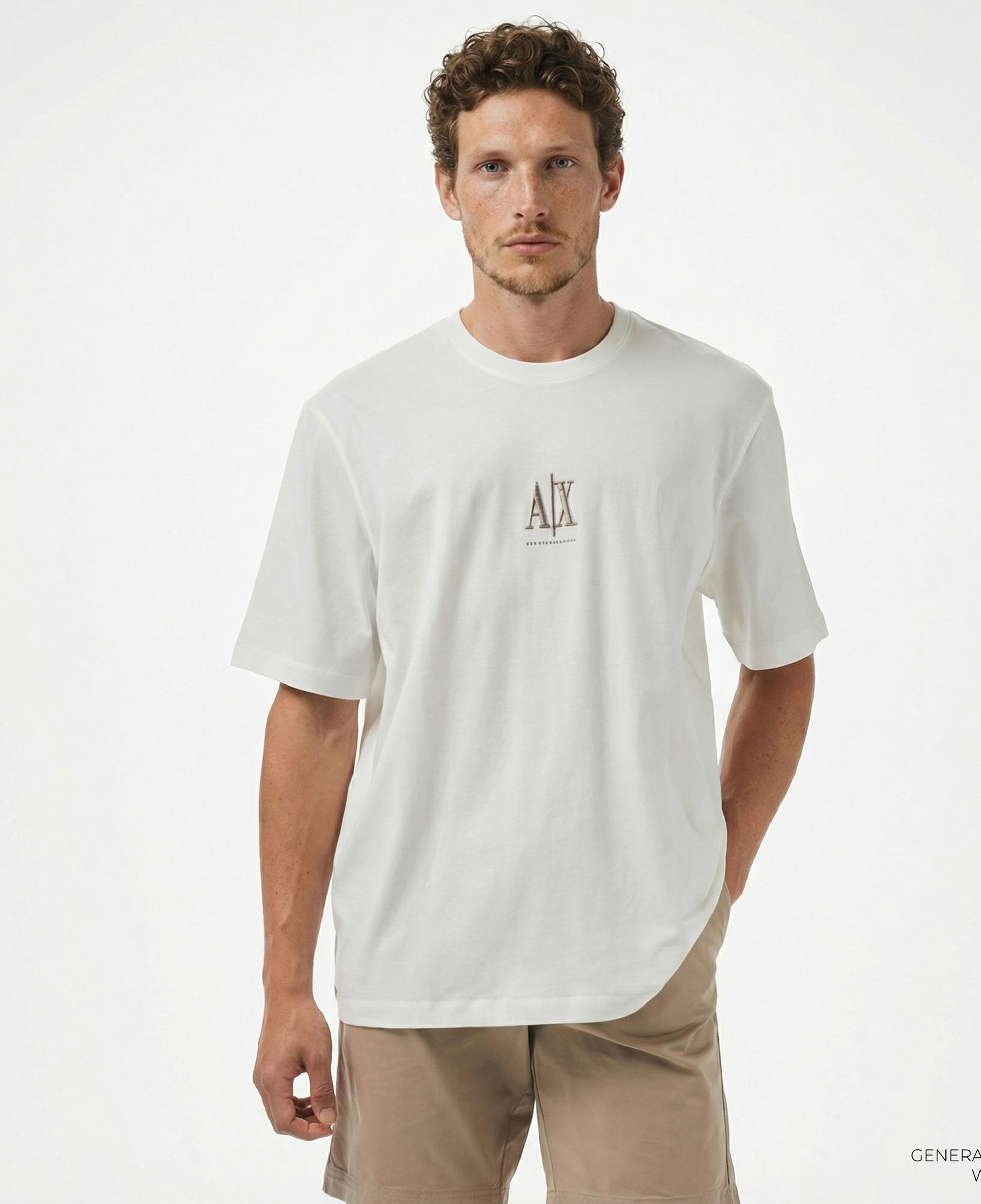 Armani Exchange Erkek Beyaz Bisiklet Yaka T-Shirt