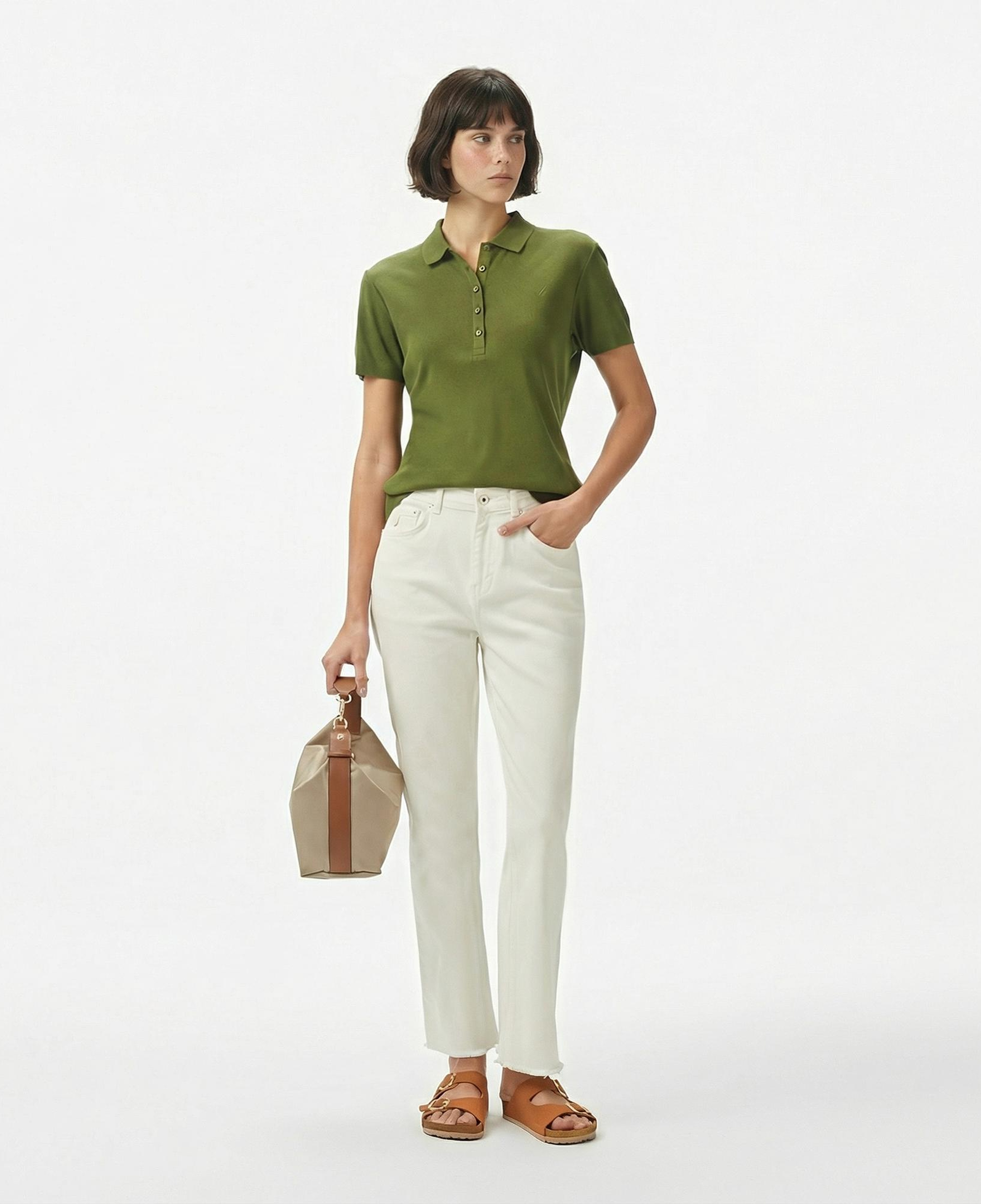 Nautica Kadın Yeşil Regular Fit Polo Yaka T-Shirt