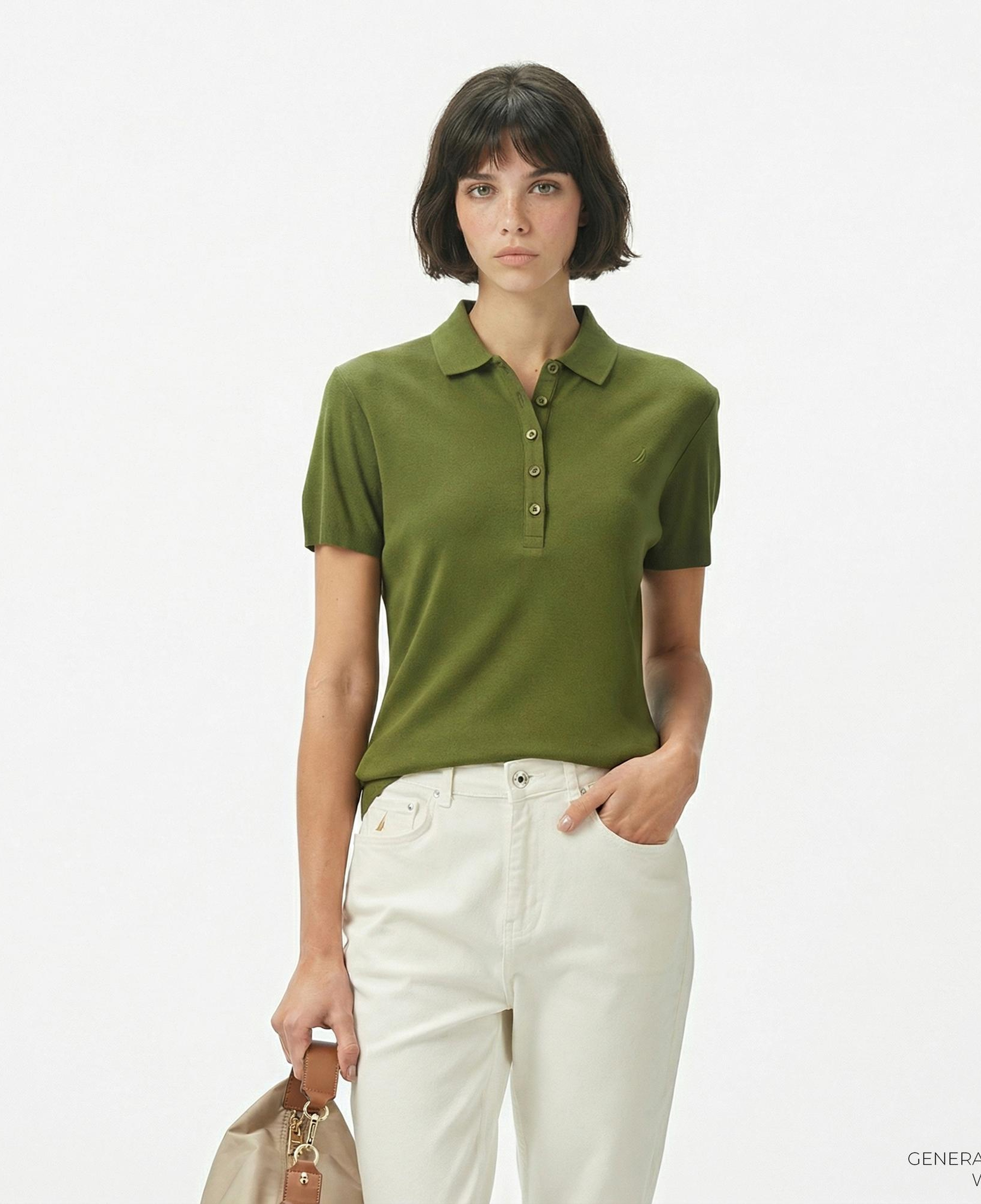 Nautica Kadın Yeşil Regular Fit Polo Yaka T-Shirt