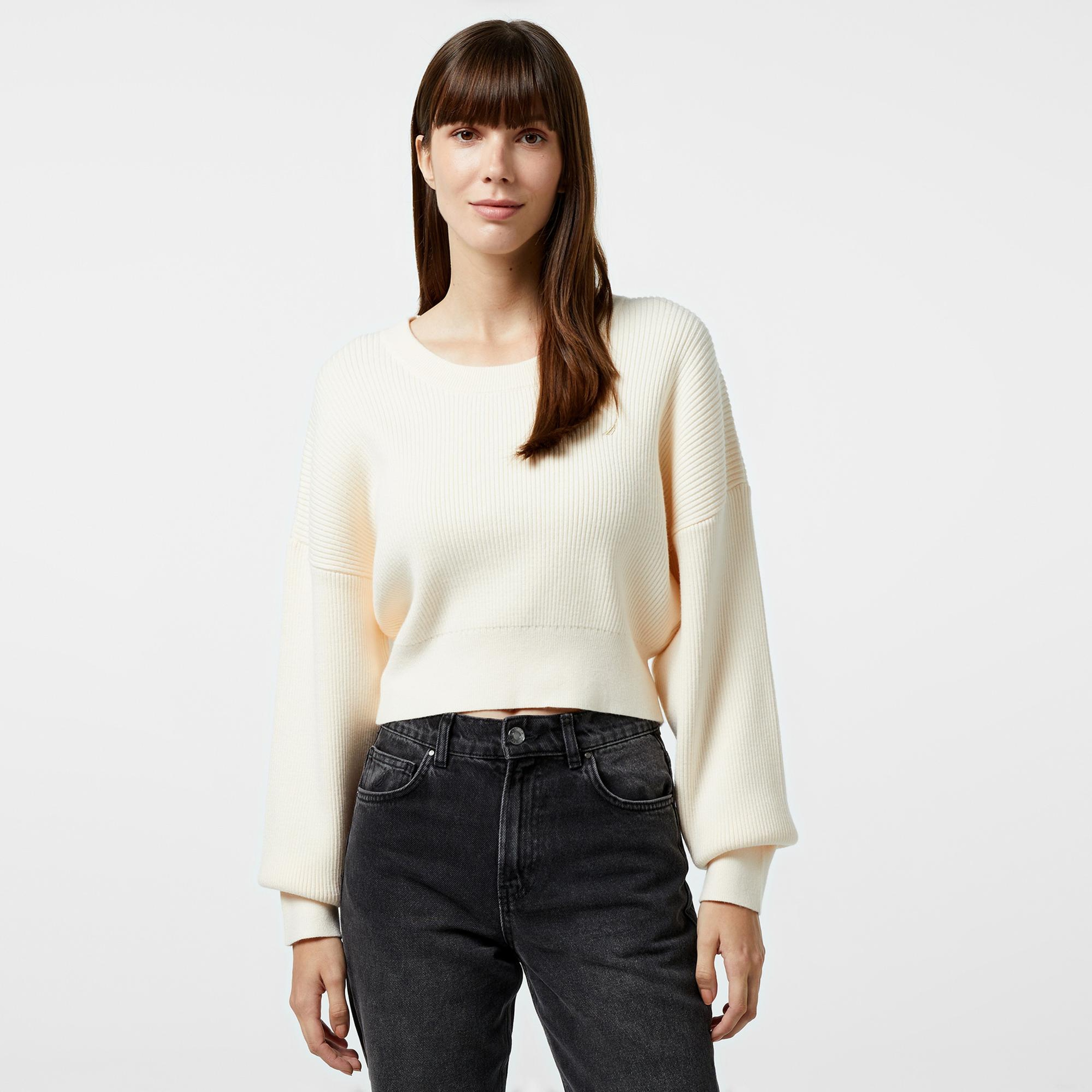 Nautica Kadın Beyaz Regular Fit Kazak