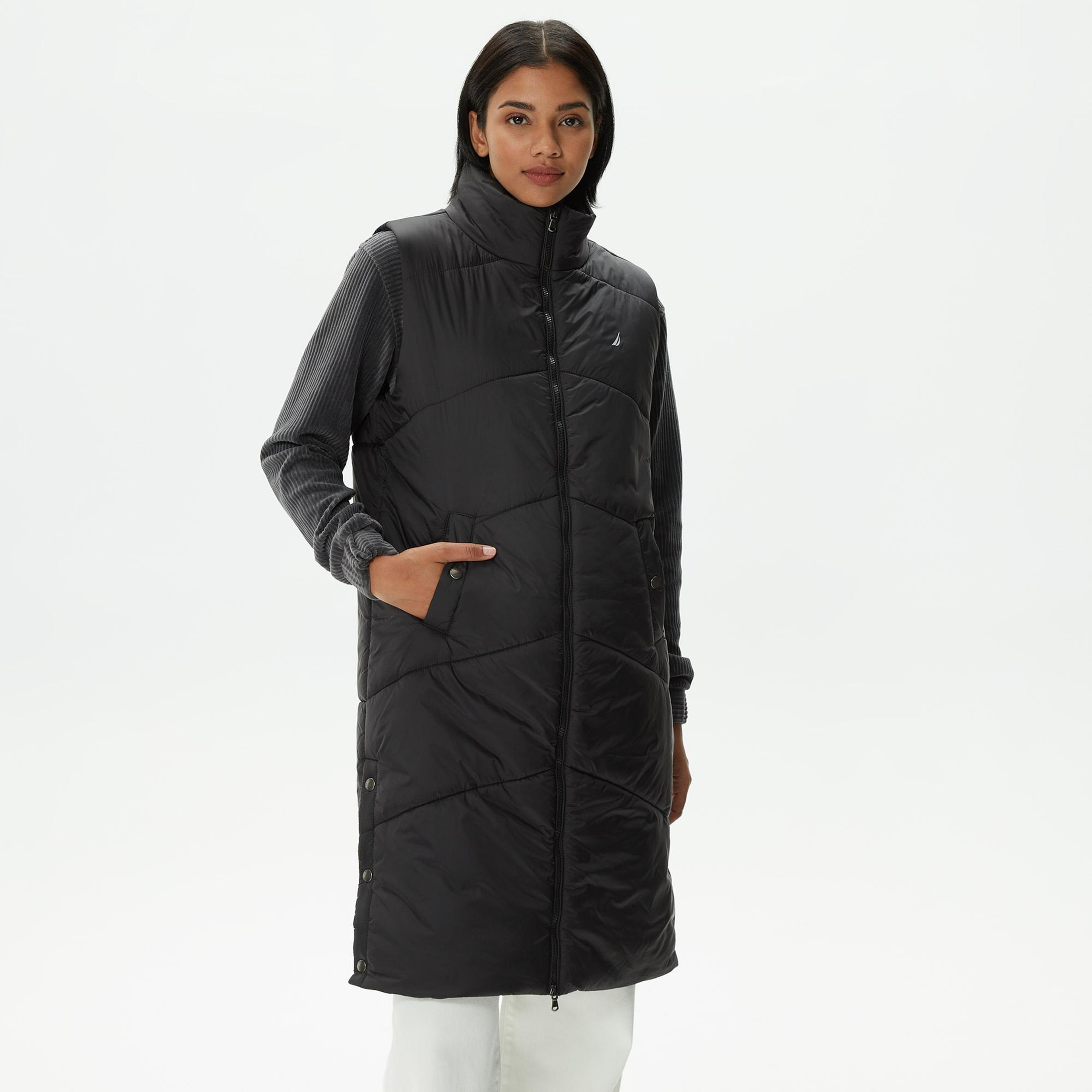 Nautica Kadın Siyah Relaxed Fit Yelek