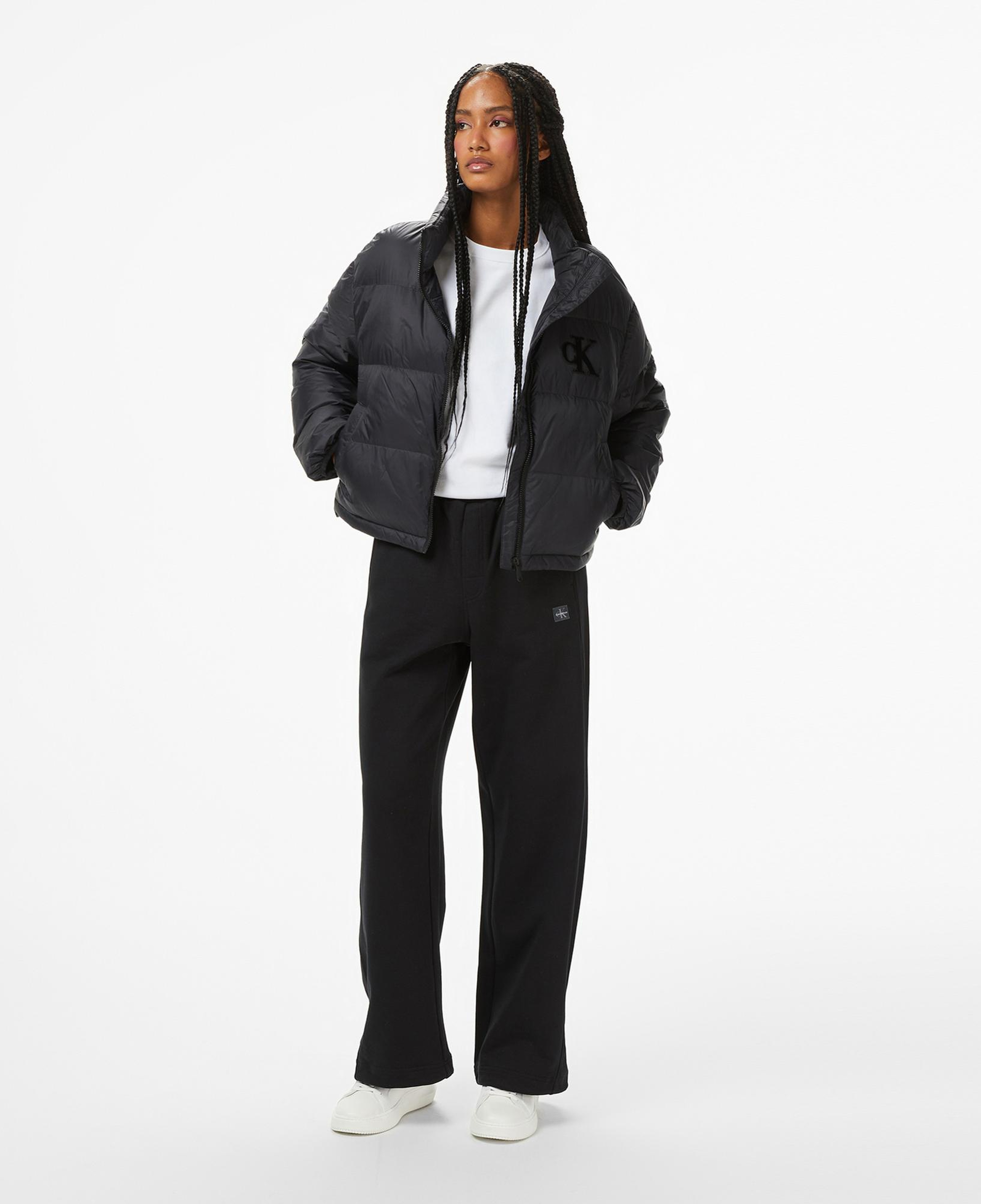 Calvin Klein Graphic Logo Puffer Kadın Siyah Mont