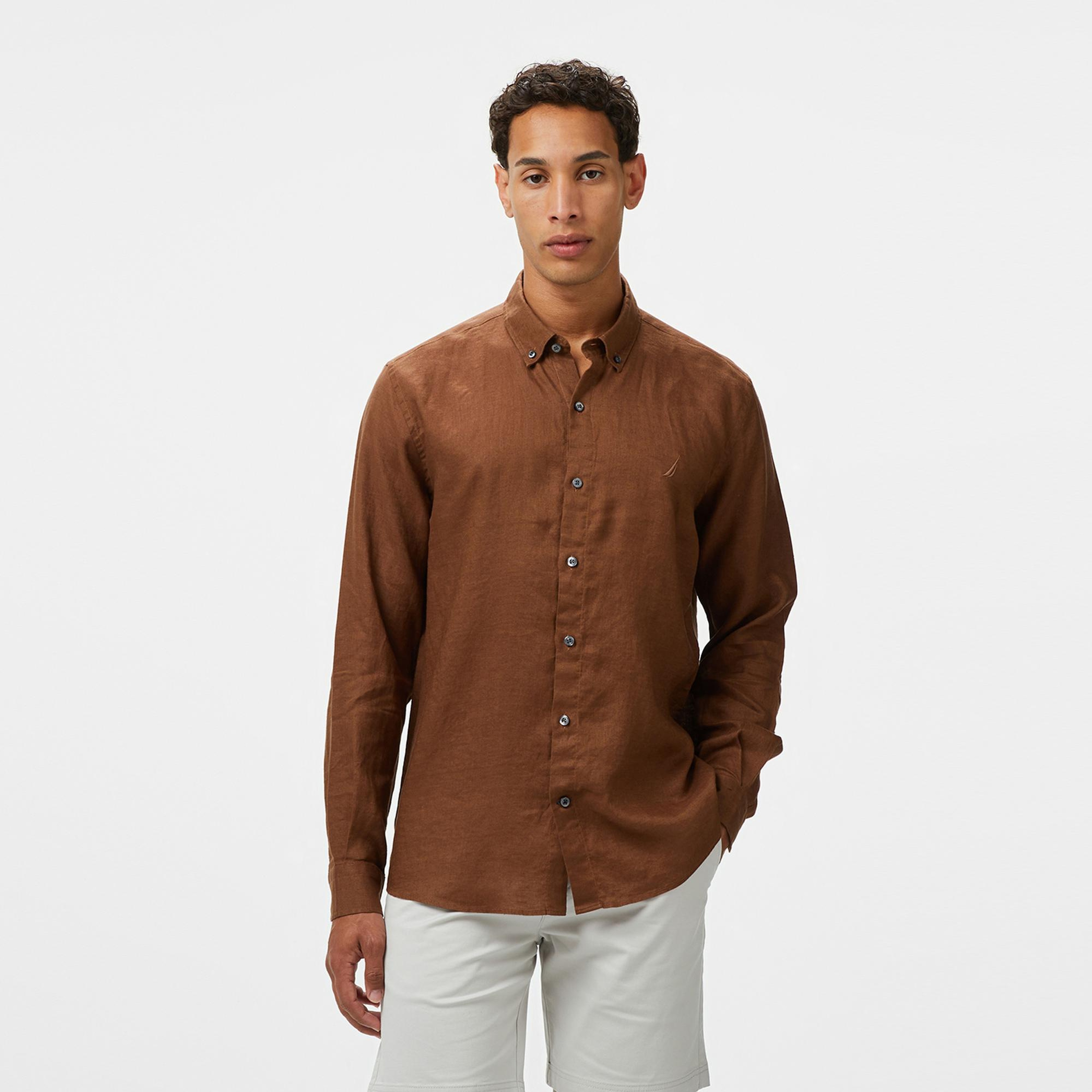 Nautica Erkek Kahverengi Classic Fit Gömlek