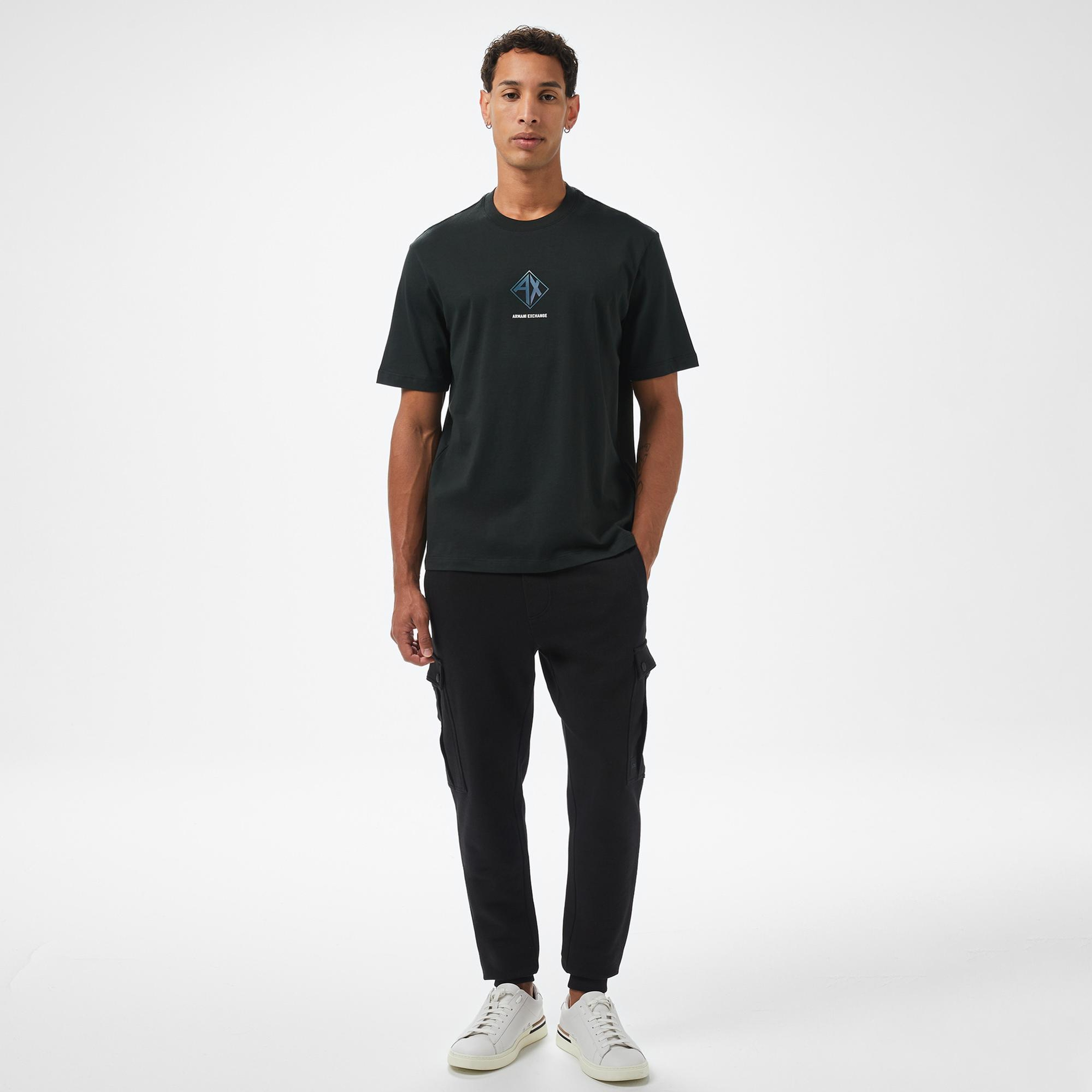 Armani Exchange Erkek Siyah Bisiklet Yaka T-Shirt